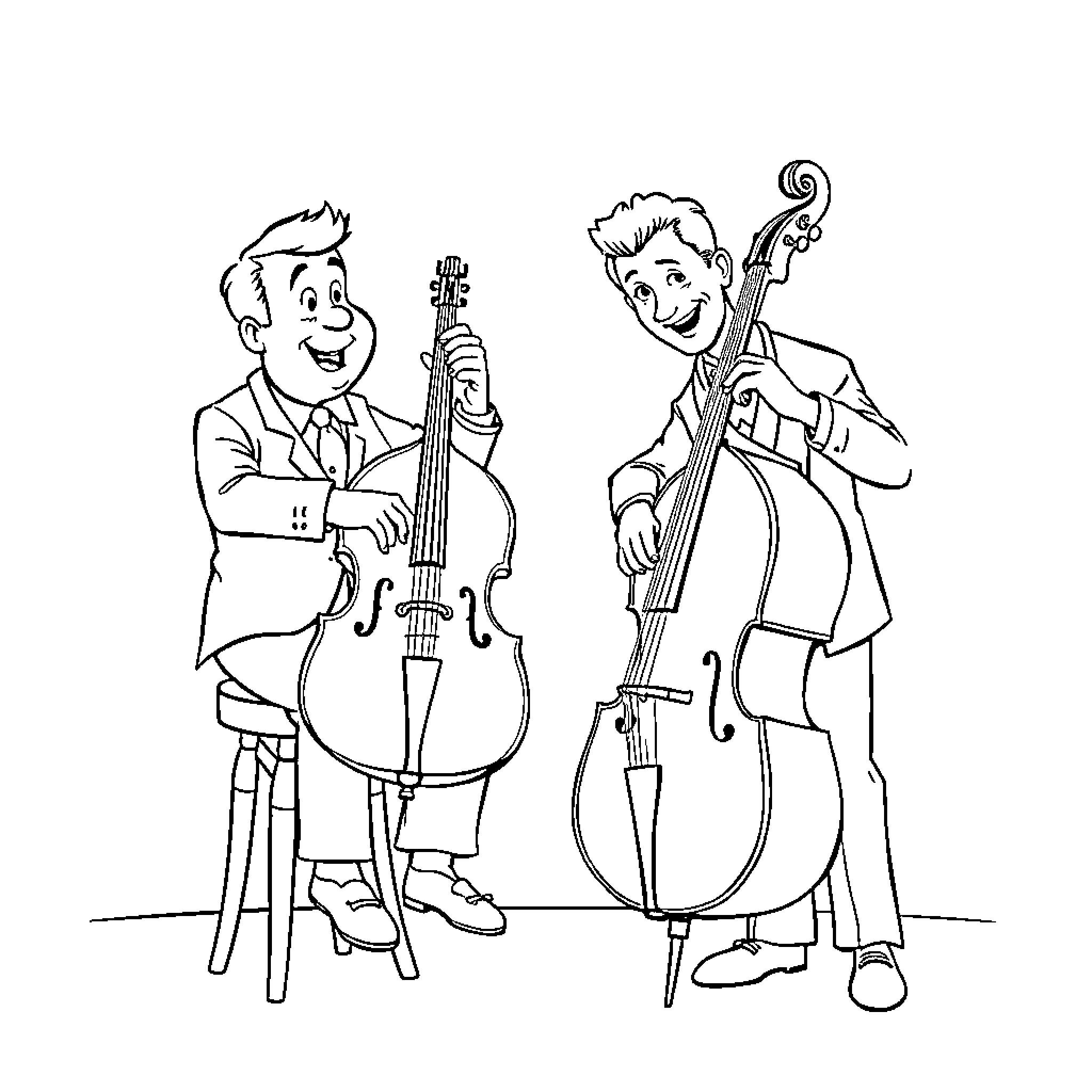 Herbert Hoover's Musical Performance with Cellist Coloring Page (free black-and-white line drawing printable PDF for all, from beginners to advanced learners, including children, teens, adults, and seniors)