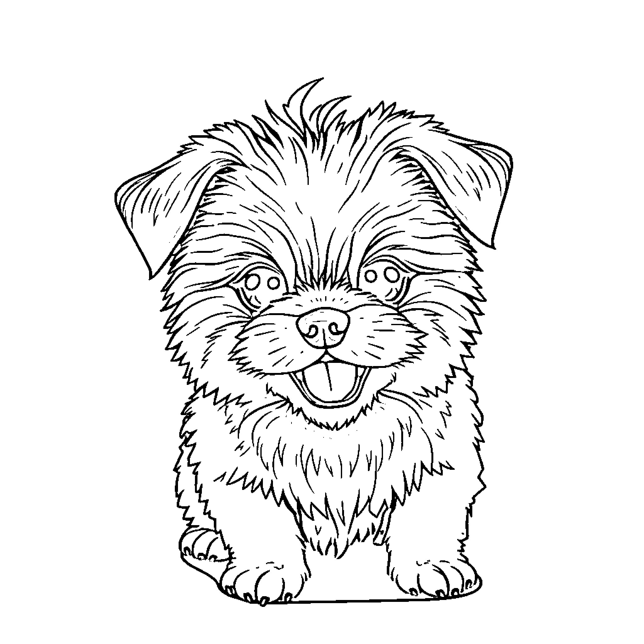 Naruto puppy with a cheerful expression Coloring Page (free black-and-white line drawing printable PDF for all, from beginners to advanced learners, including children, teens, adults, and seniors)