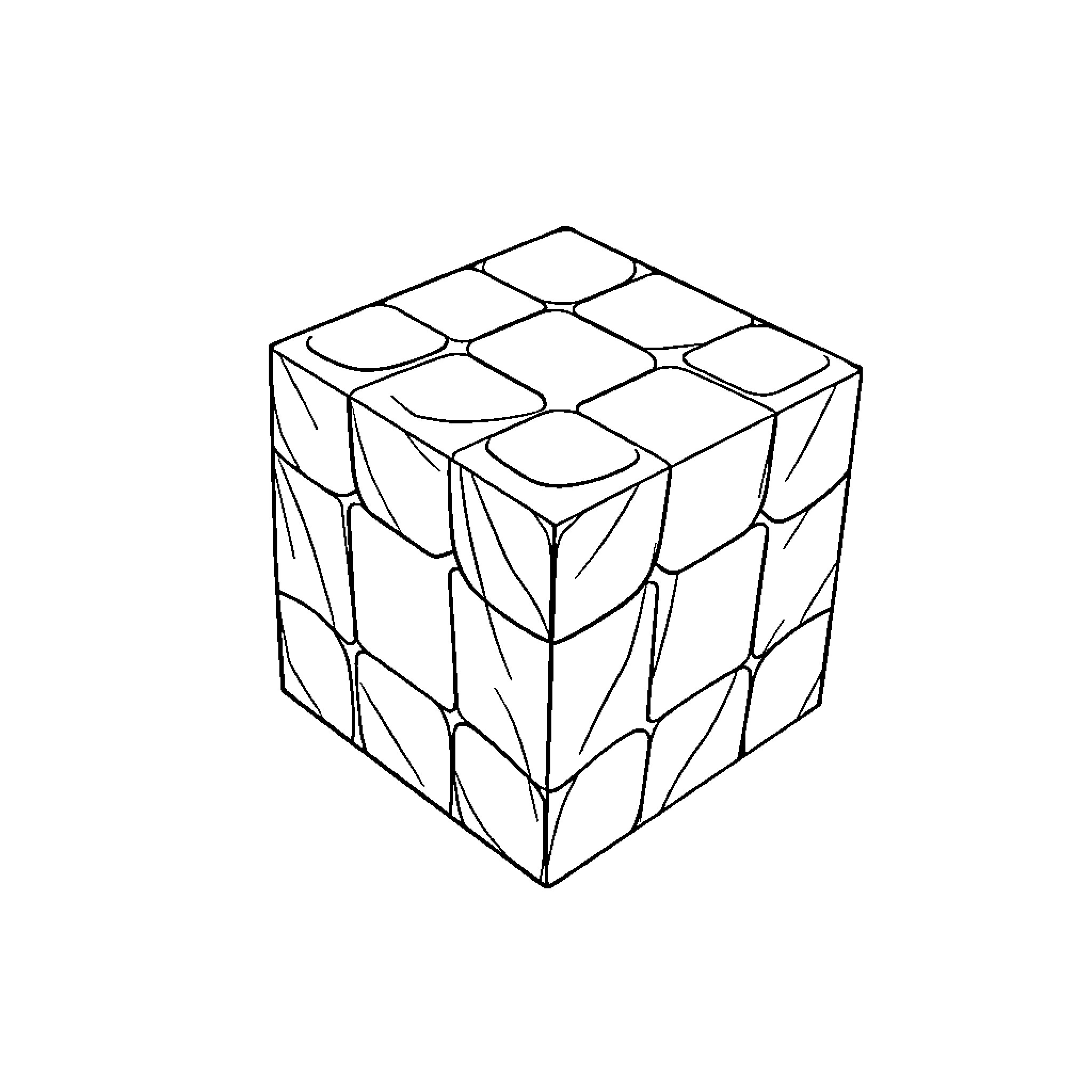 Steal Geometric Puzzle Cube Coloring Page (free black-and-white line drawing printable PDF for all, from beginners to advanced learners, including children, teens, adults, and seniors)