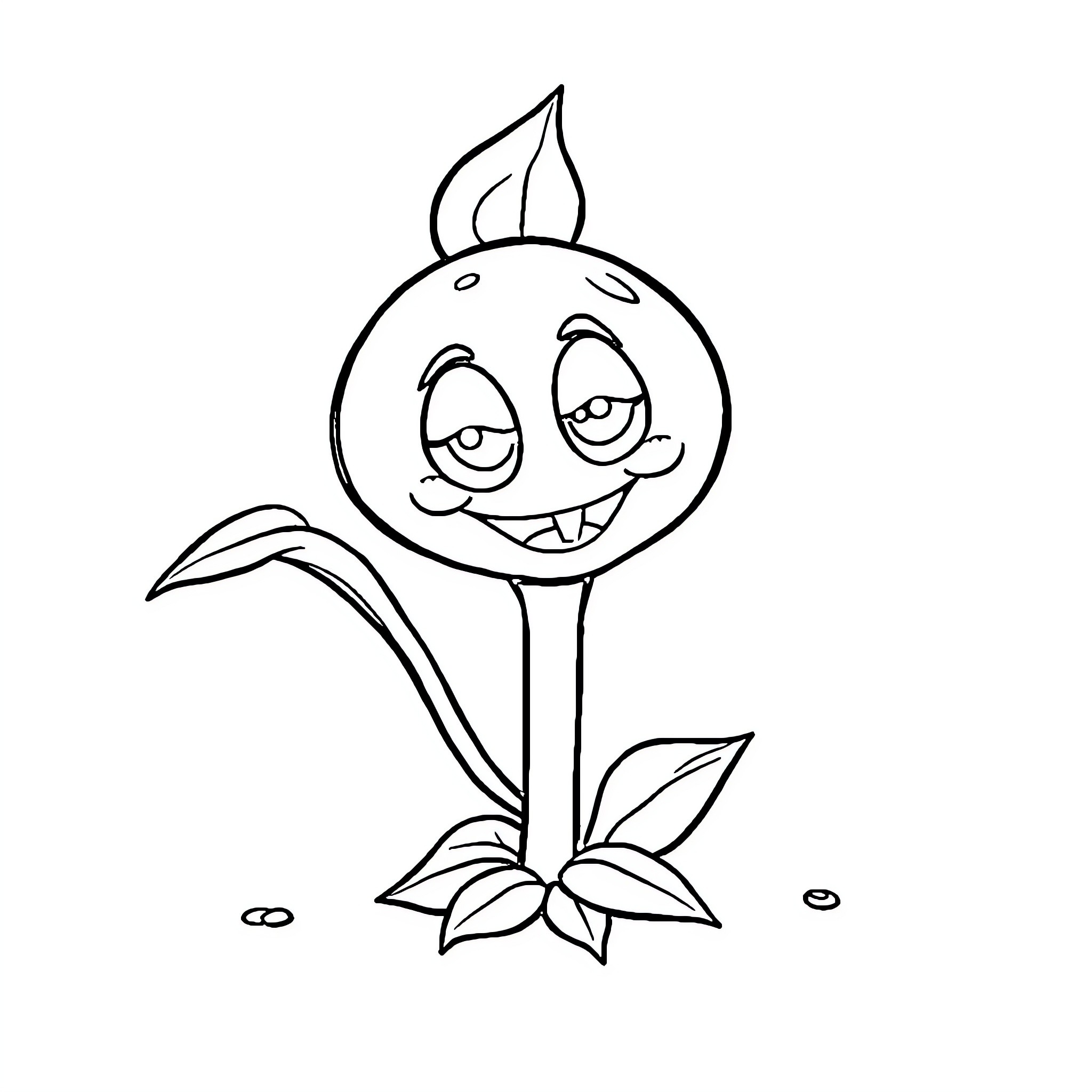 Snapea's comical plant character Coloring Page (free black-and-white line drawing printable PDF for all, from beginners to advanced learners, including children, teens, adults, and seniors)