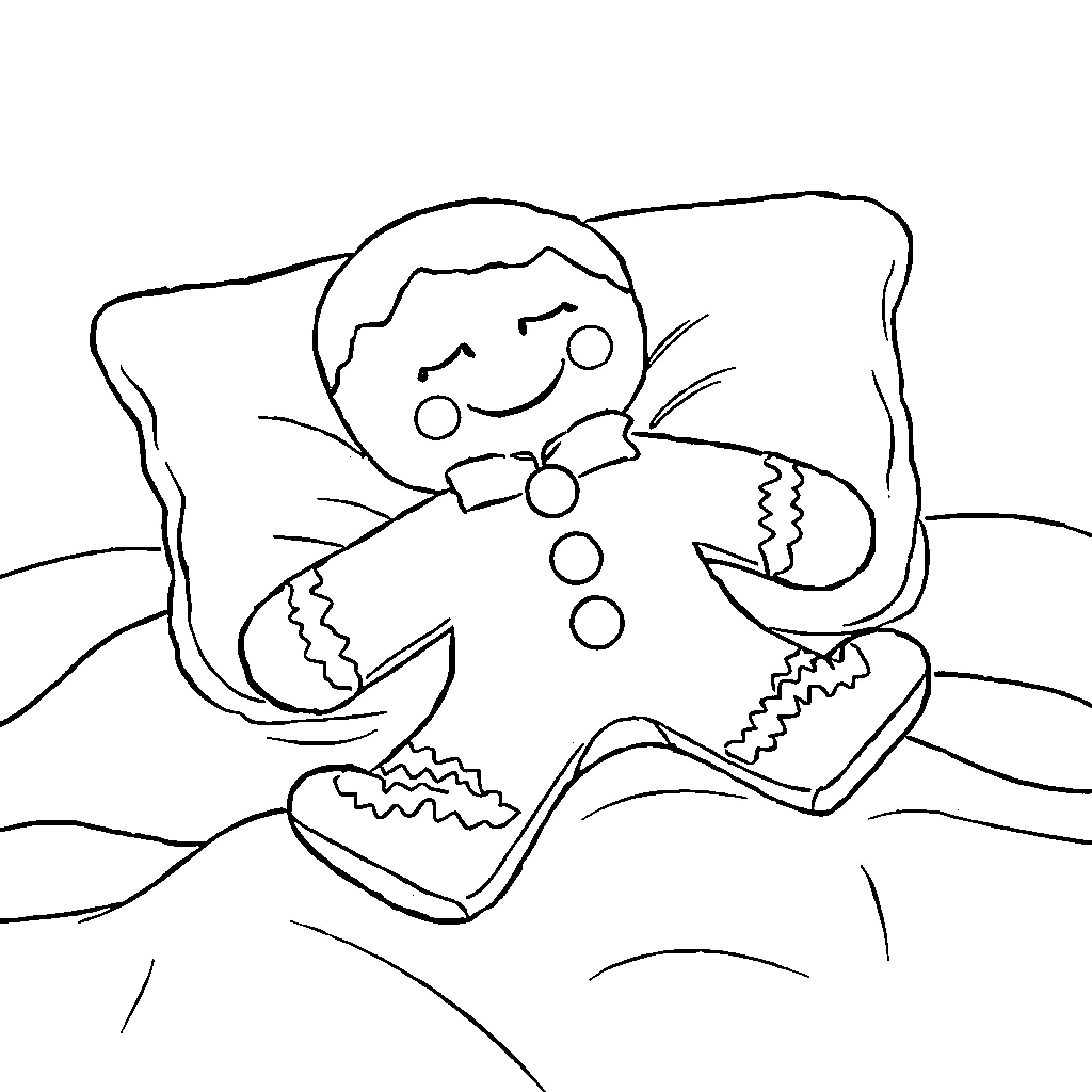 Gingerbread Man tumbling down a hill Coloring Page (free black-and-white line drawing printable PDF for all, from beginners to advanced learners, including children, teens, adults, and seniors)