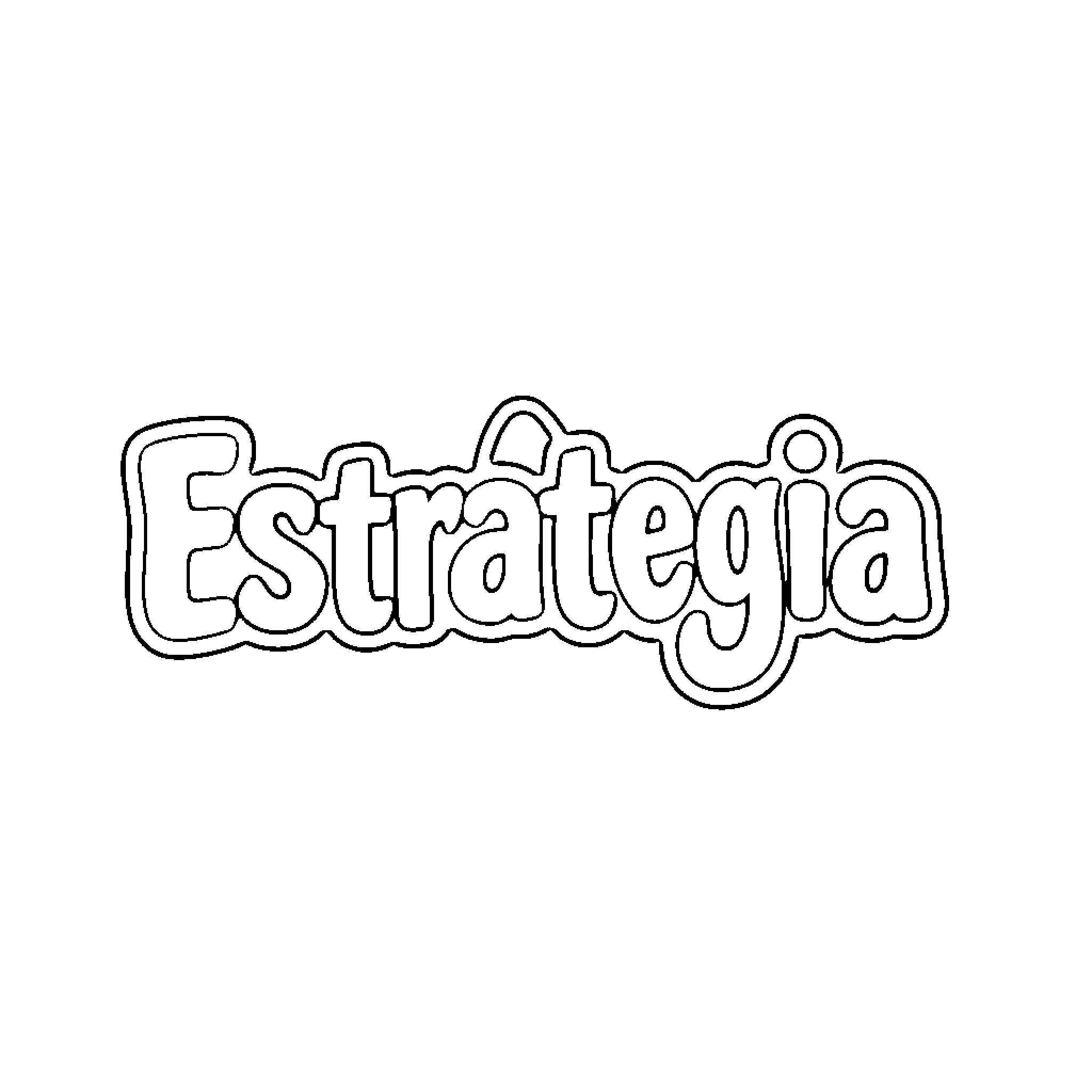 Estrategia Audiovisual: Graphical Text Design Coloring Page (free black-and-white line drawing printable PDF for all, from beginners to advanced learners, including children, teens, adults, and seniors)