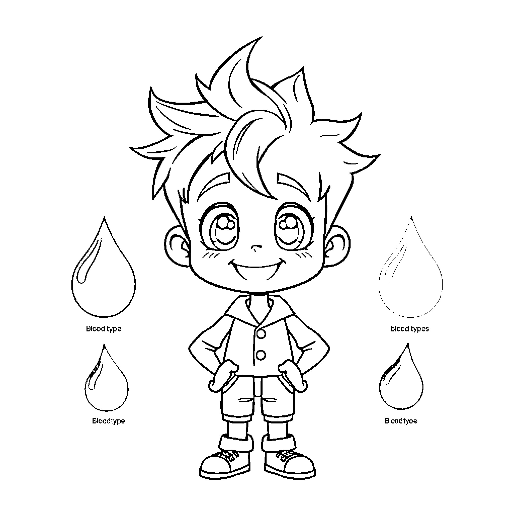 Boy with Playful Expression in Cartoon Style Coloring Page (free black-and-white line drawing printable PDF for all, from beginners to advanced learners, including children, teens, adults, and seniors)