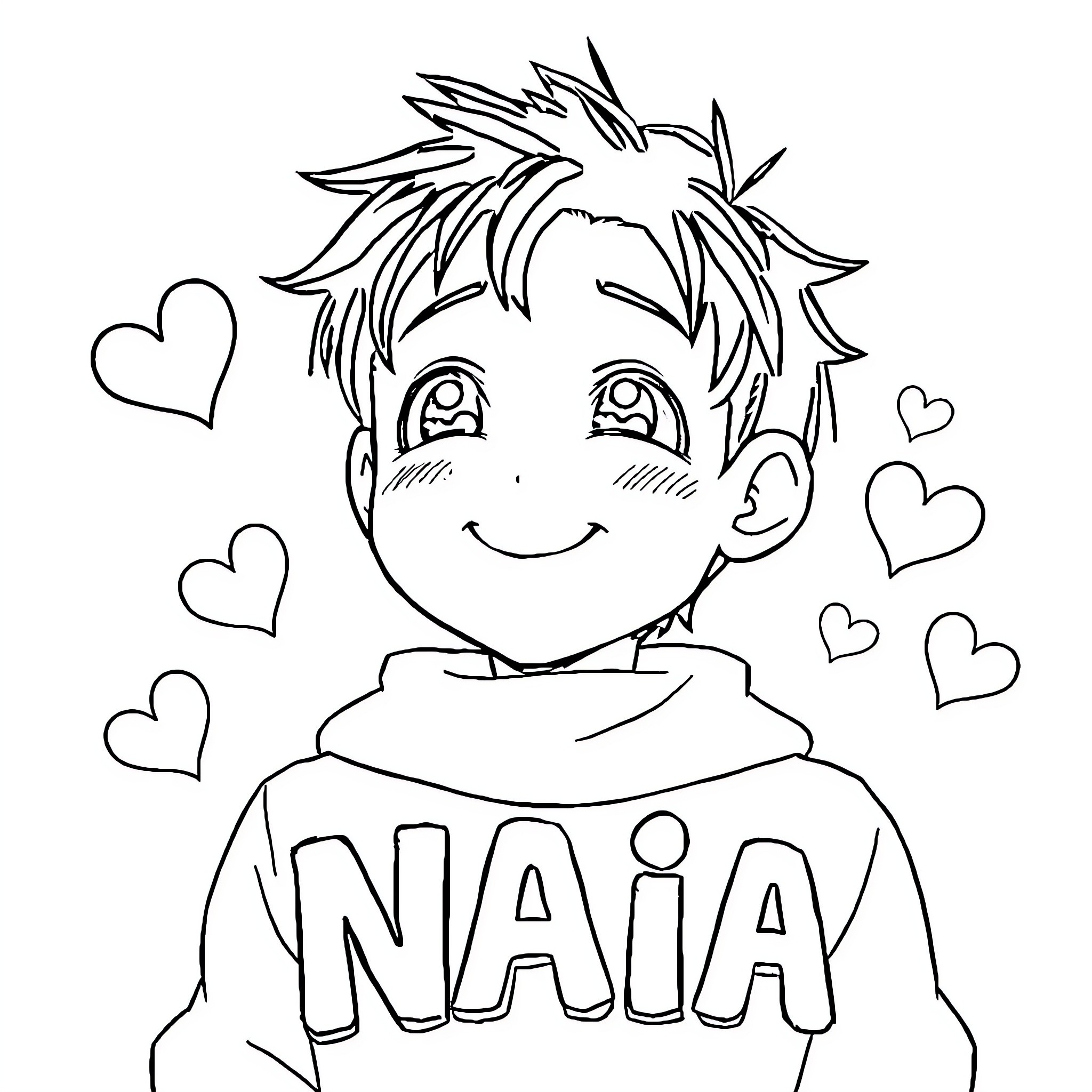 Muichiro's Heartfelt Smile Coloring Page (free black-and-white line drawing printable PDF for all, from beginners to advanced learners, including children, teens, adults, and seniors)