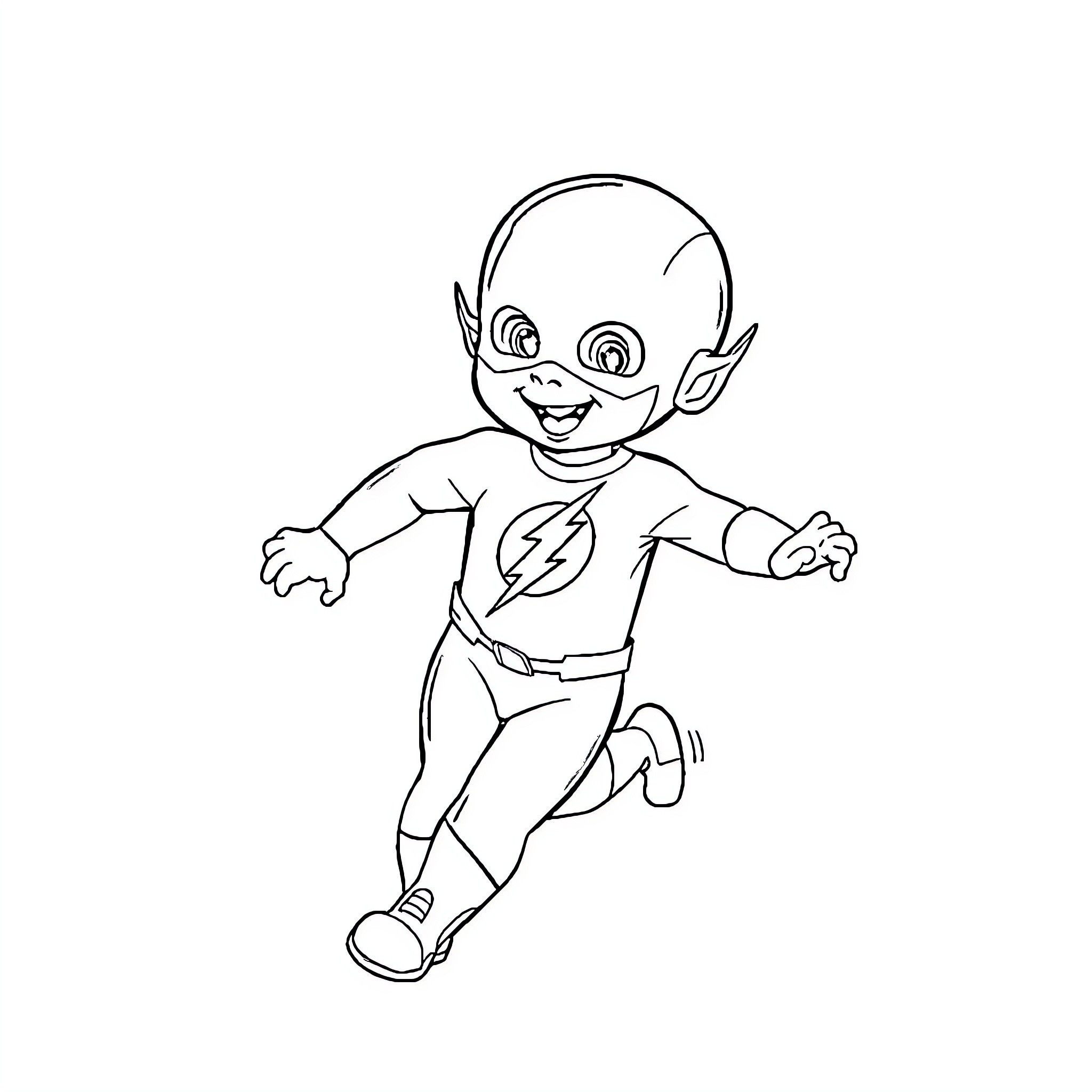 Flash the Superhero Doll in Action Coloring Page (free black-and-white line drawing printable PDF for all, from beginners to advanced learners, including children, teens, adults, and seniors)