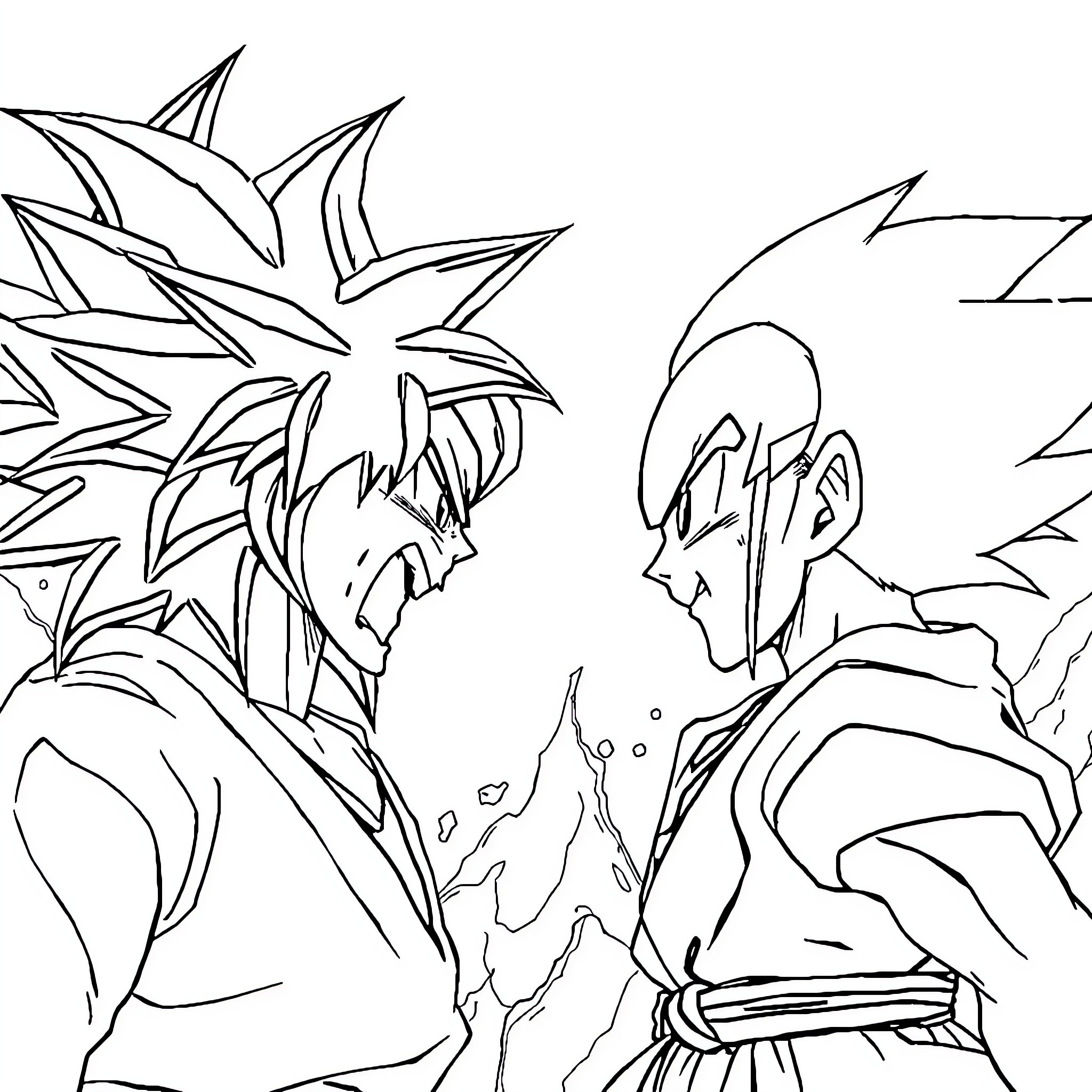 Sukuna's Menacing Encounter Coloring Page (free black-and-white line drawing printable PDF for all, from beginners to advanced learners, including children, teens, adults, and seniors)