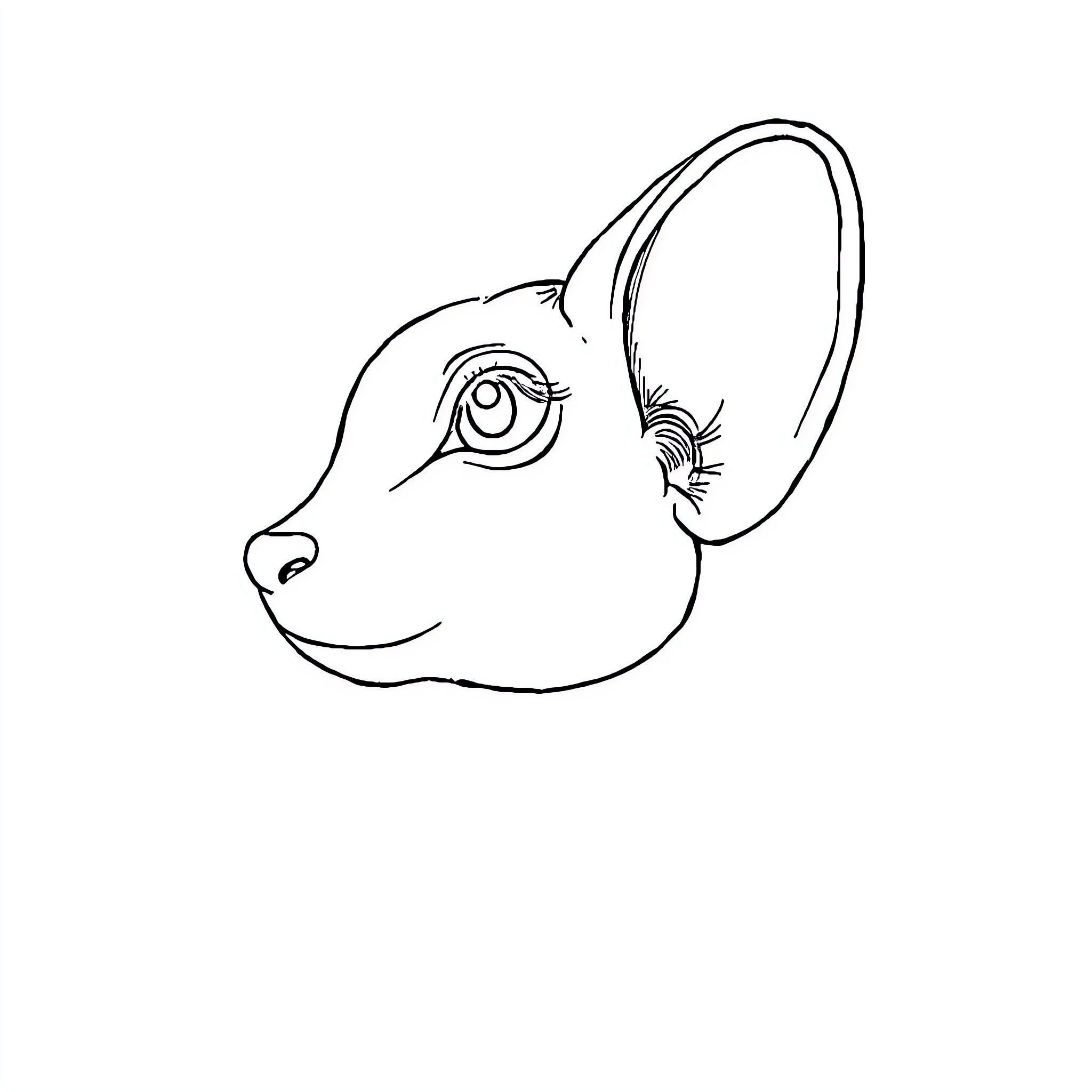 Ear of a Curious Animal Coloring Page (free black-and-white line drawing printable PDF for all, from beginners to advanced learners, including children, teens, adults, and seniors)