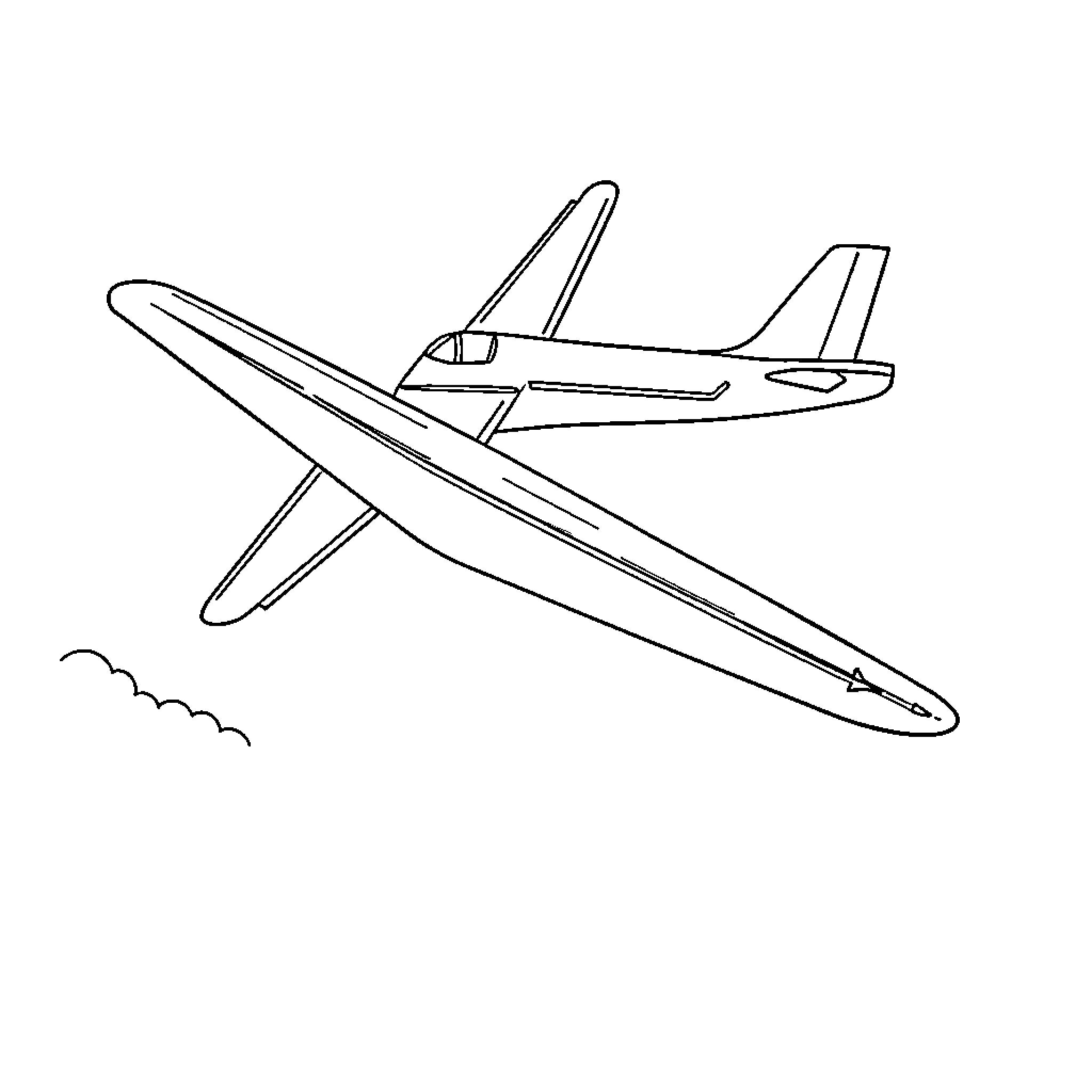 Plane taking off from the runway Coloring Page (free black-and-white line drawing printable PDF for all, from beginners to advanced learners, including children, teens, adults, and seniors)