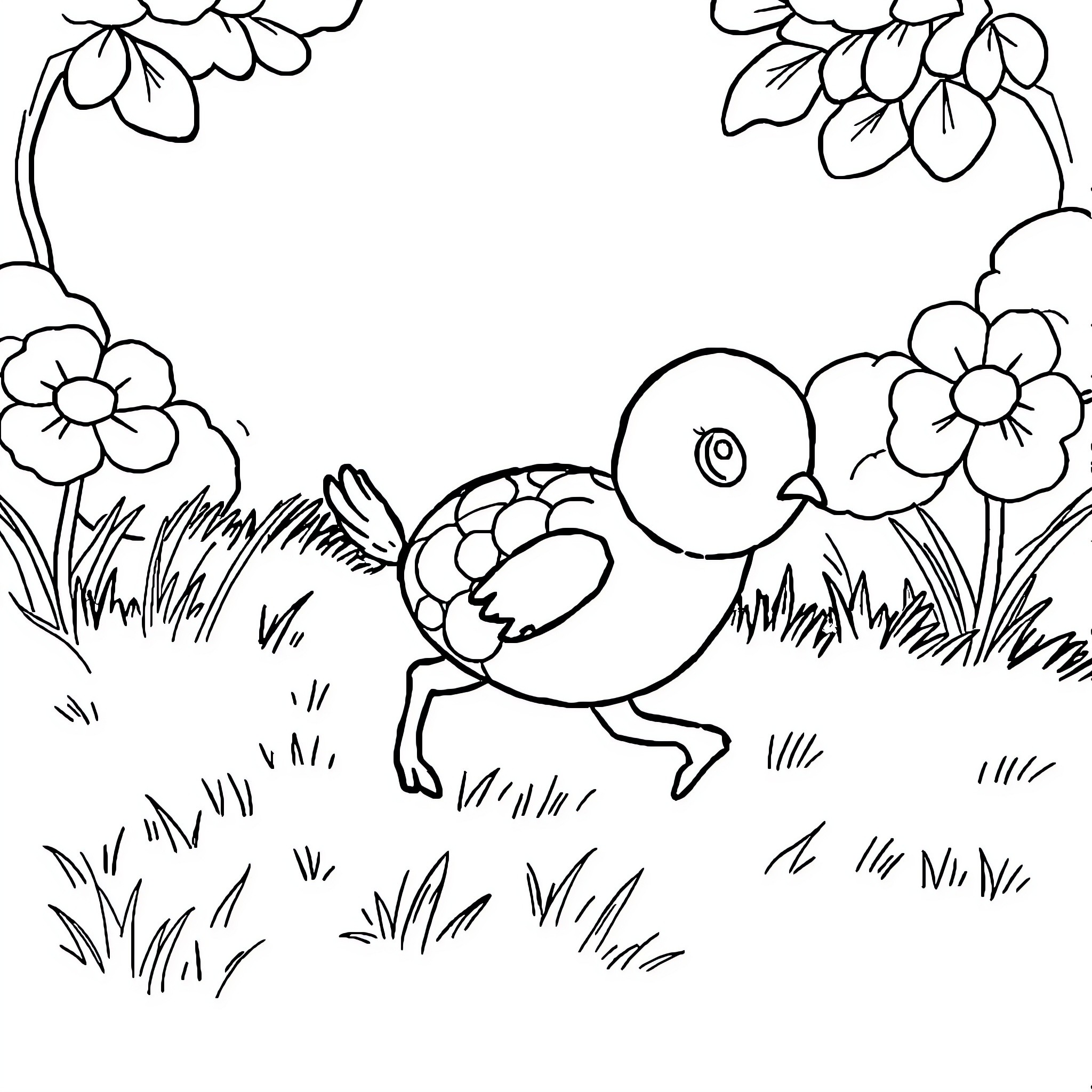 Turtle enjoying nature's scenery Coloring Page (free black-and-white line drawing printable PDF for all, from beginners to advanced learners, including children, teens, adults, and seniors)