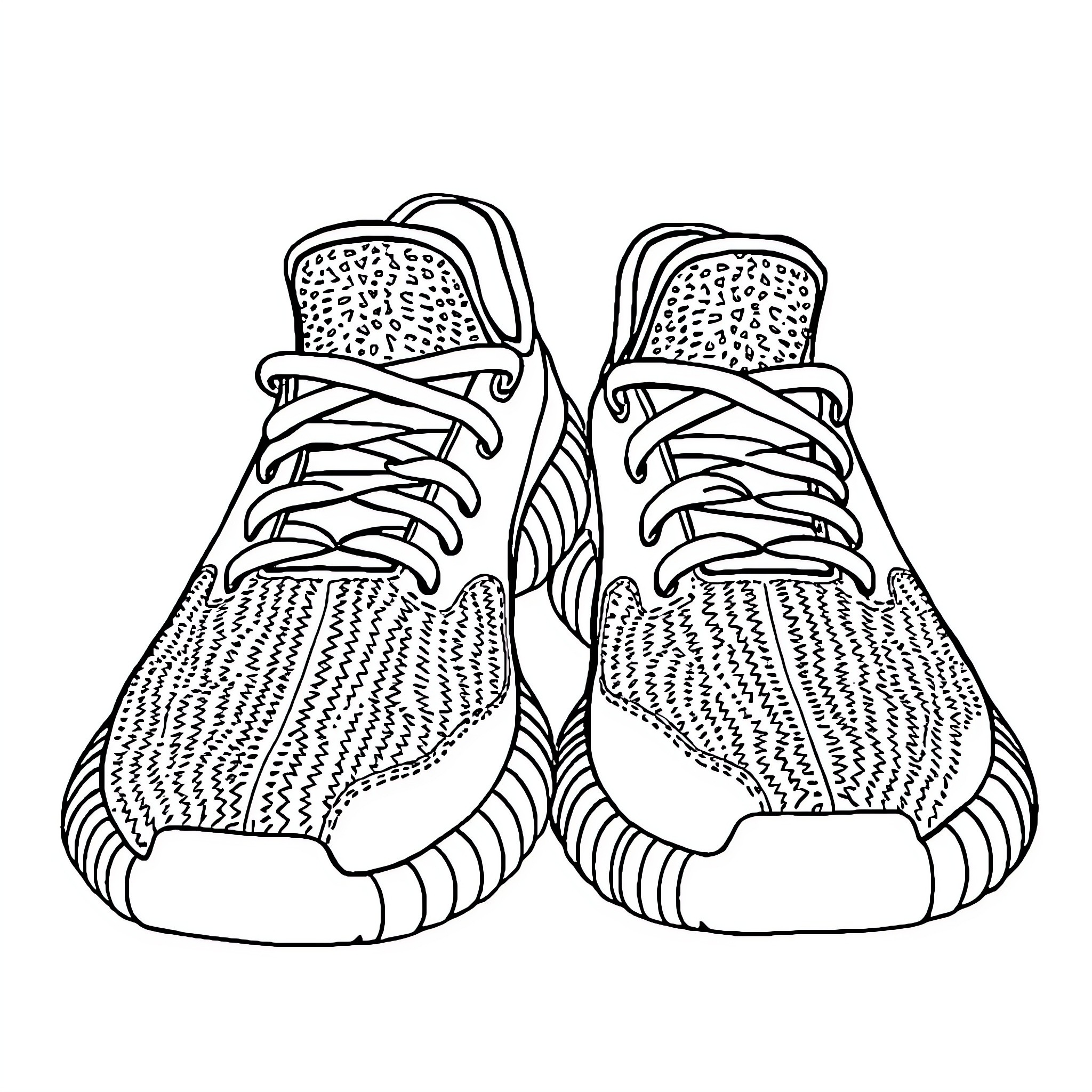 Yeezy sneakers with intricate pattern design Coloring Page (free black-and-white line drawing printable PDF for all, from beginners to advanced learners, including children, teens, adults, and seniors)