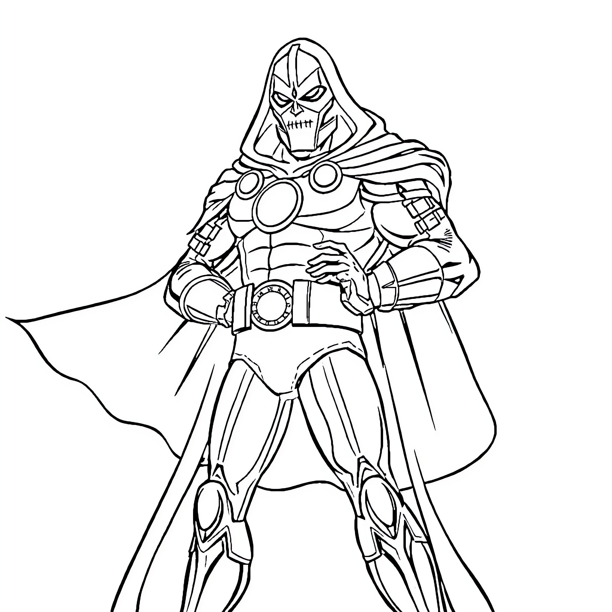 Rick Sanchez as a Futuristic Warrior Coloring Page (free black-and-white line drawing printable PDF for all, from beginners to advanced learners, including children, teens, adults, and seniors)