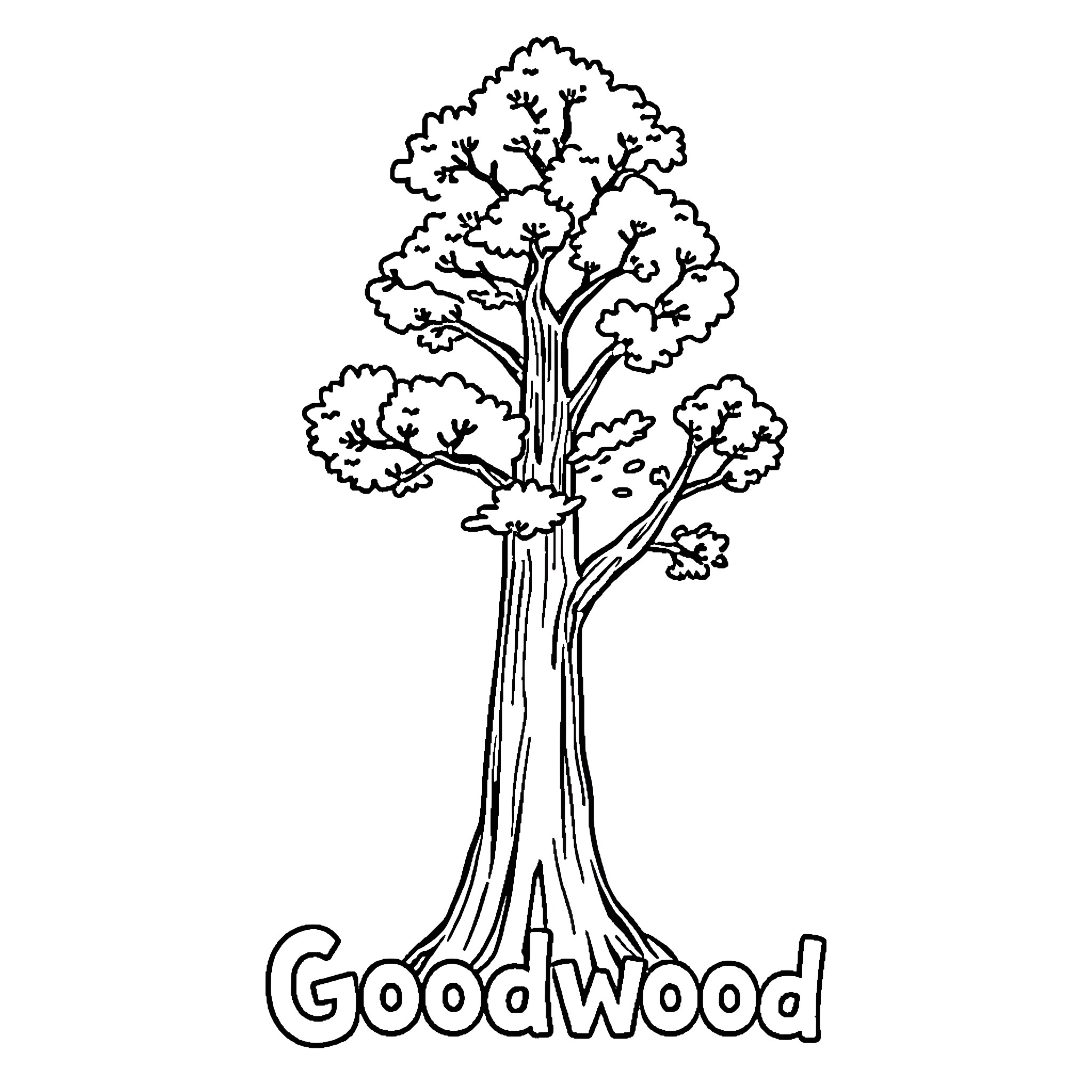 Tree with Intricate Branches and Foliage Coloring Page (free black-and-white line drawing printable PDF for all, from beginners to advanced learners, including children, teens, adults, and seniors)
