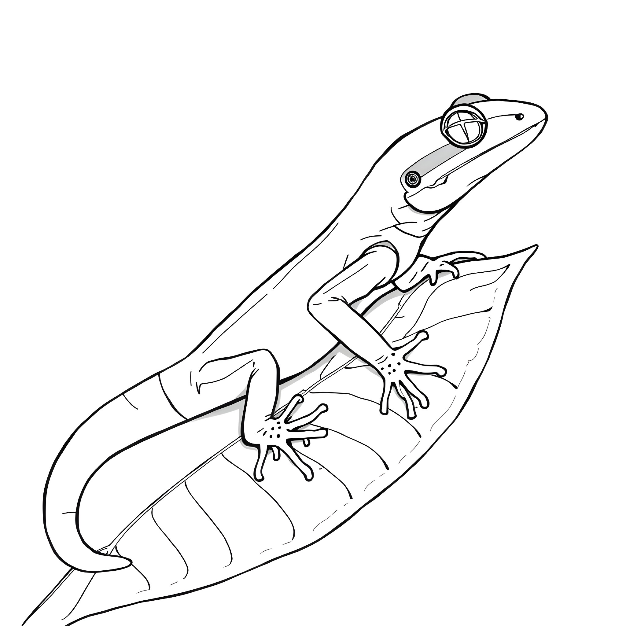 Emerald Tree Skink exploring its surroundings Coloring Page (free black-and-white line drawing printable PDF for all, from beginners to advanced learners, including children, teens, adults, and seniors)