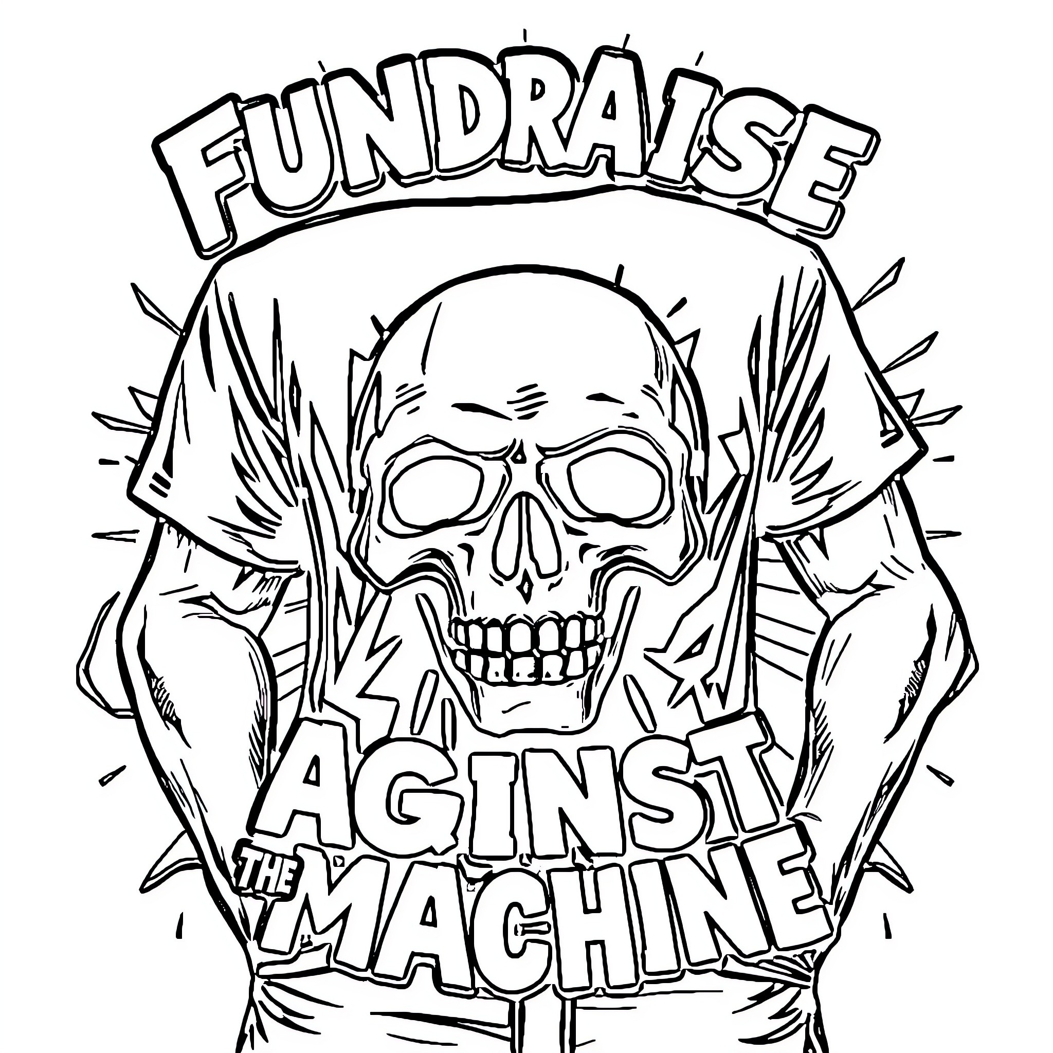 Tshirt with skull and wings design Coloring Page (free black-and-white line drawing printable PDF for all, from beginners to advanced learners, including children, teens, adults, and seniors)