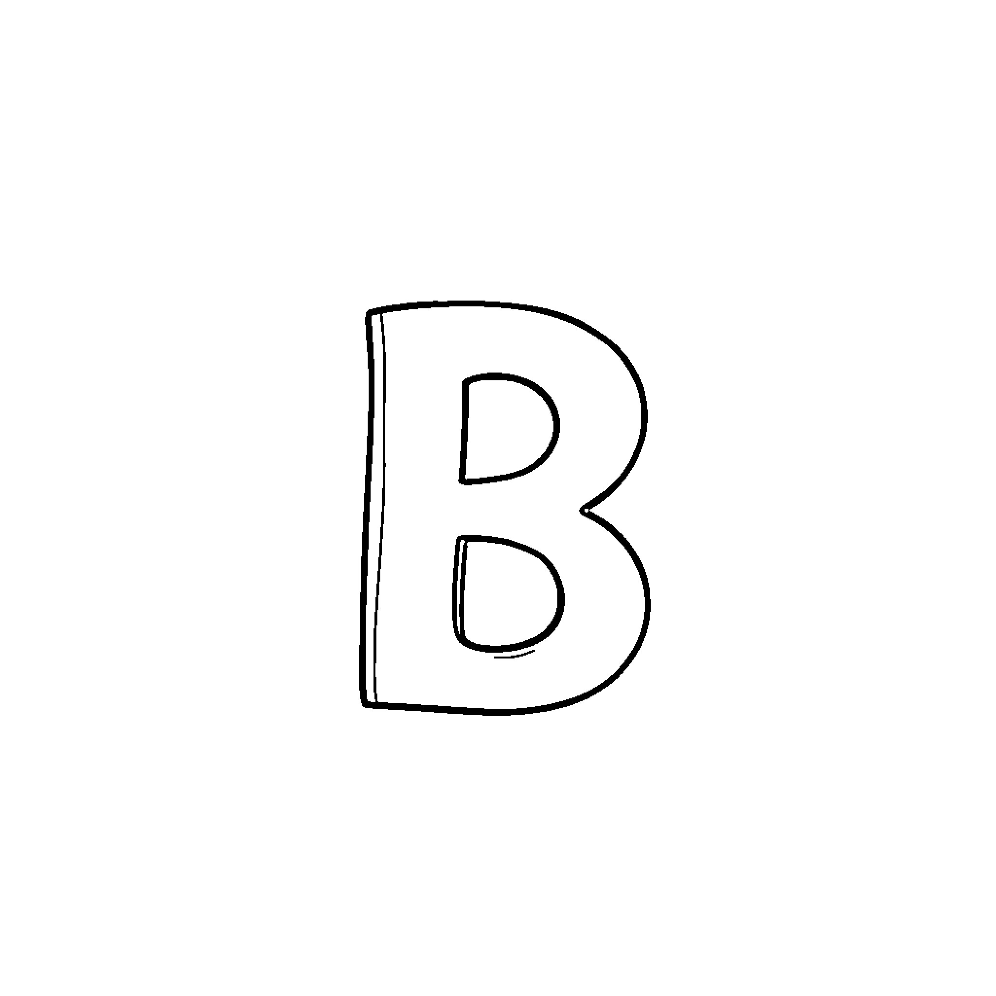 A Handwritten Letter B Coloring Page (free black-and-white line drawing printable PDF for all, from beginners to advanced learners, including children, teens, adults, and seniors)