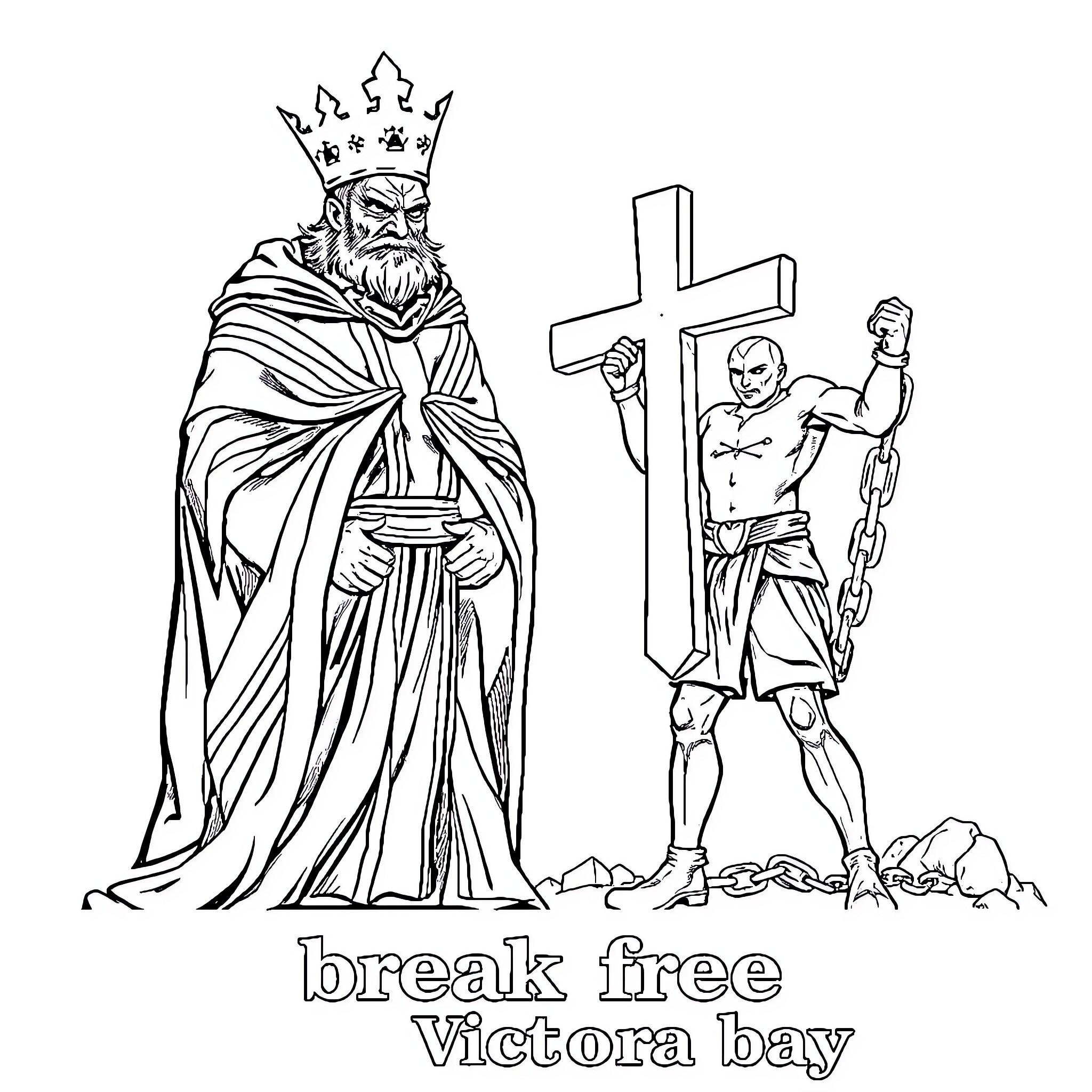 Tyrant's Oppression: Breaking Free on Victora Bay Coloring Page (free black-and-white line drawing printable PDF for all, from beginners to advanced learners, including children, teens, adults, and seniors)