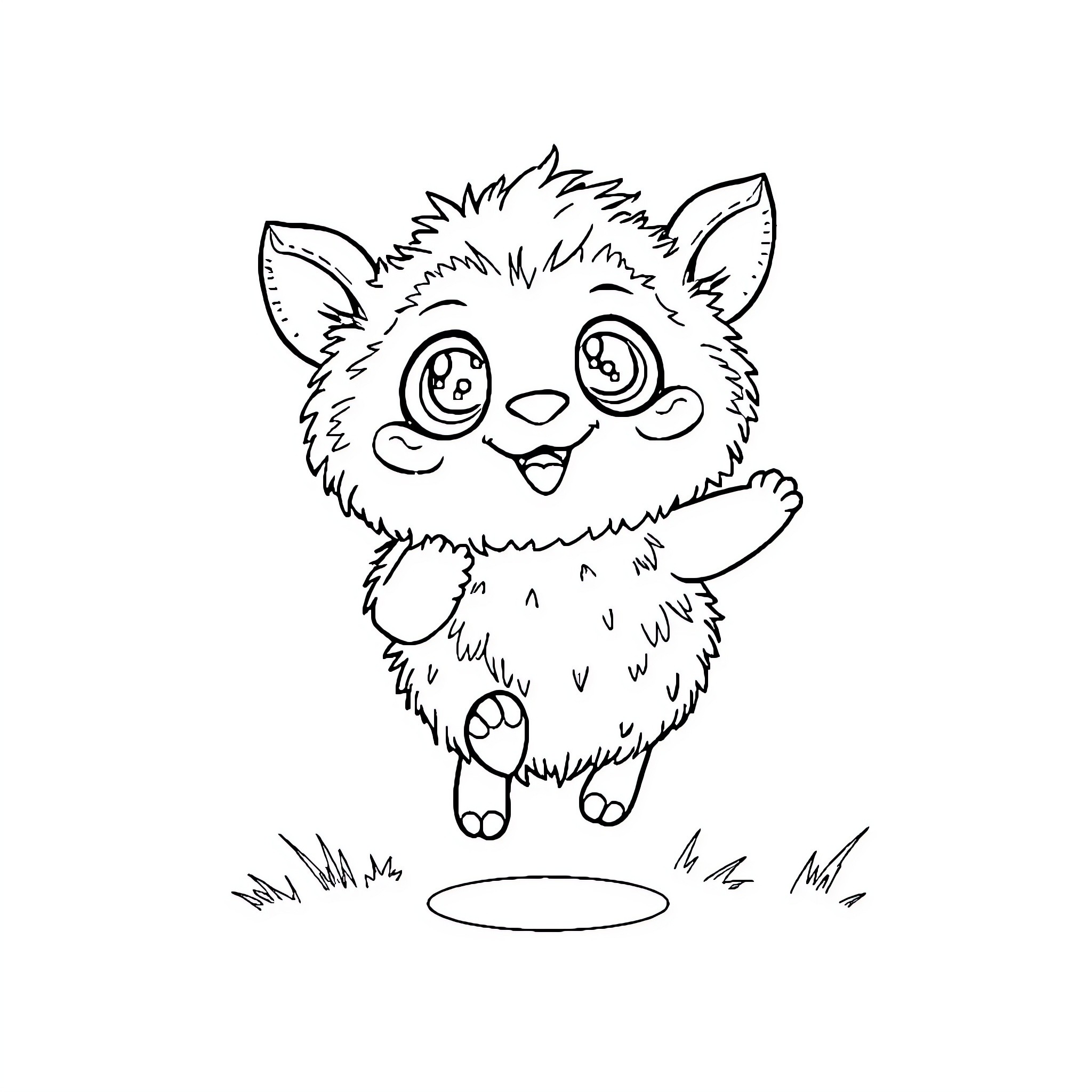 Labubu the Playful Fur Ball Coloring Page (free black-and-white line drawing printable PDF for all, from beginners to advanced learners, including children, teens, adults, and seniors)