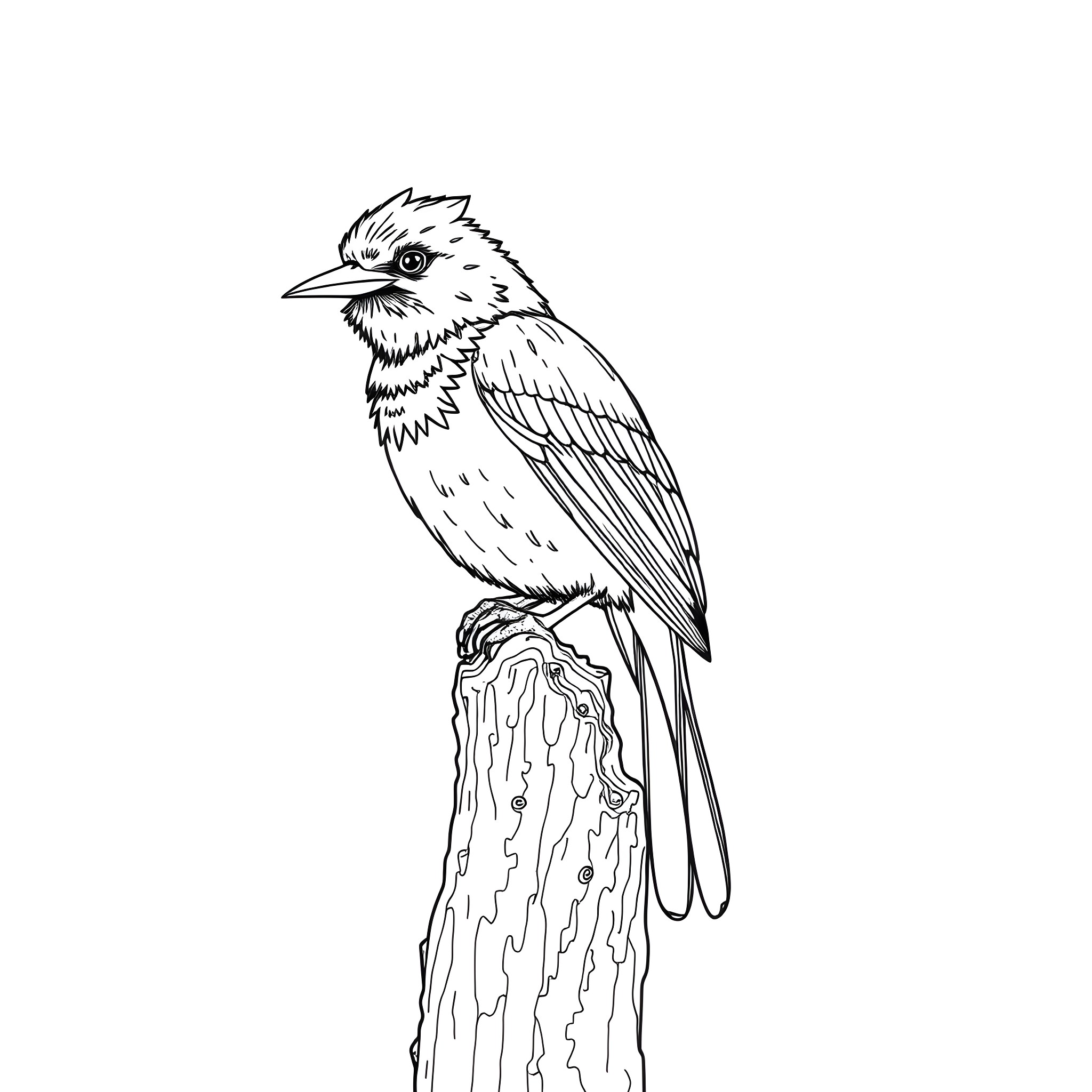 Dacnis bird perched on a branch Coloring Page (free black-and-white line drawing printable PDF for all, from beginners to advanced learners, including children, teens, adults, and seniors)