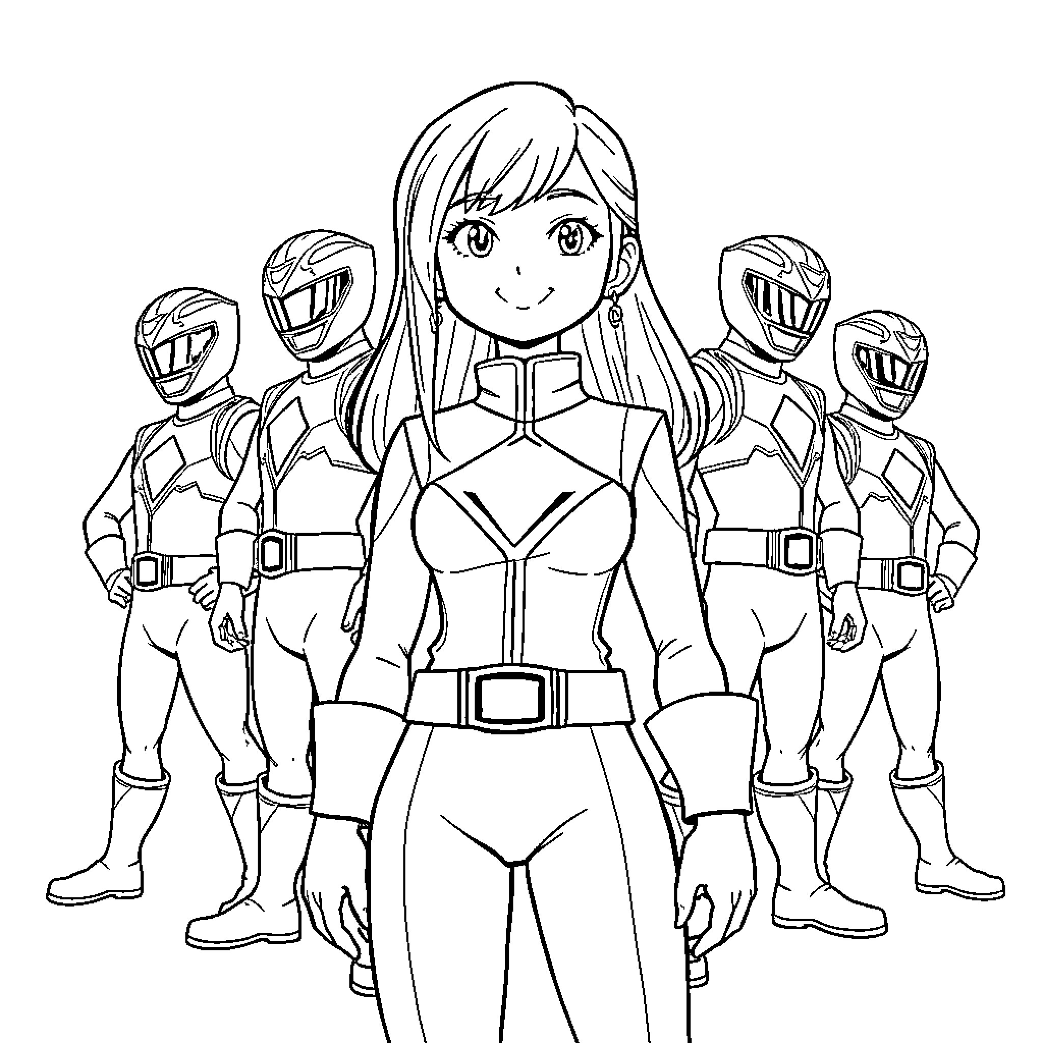 Thao and her Heroic Teammates Coloring Page (free black-and-white line drawing printable PDF for all, from beginners to advanced learners, including children, teens, adults, and seniors)