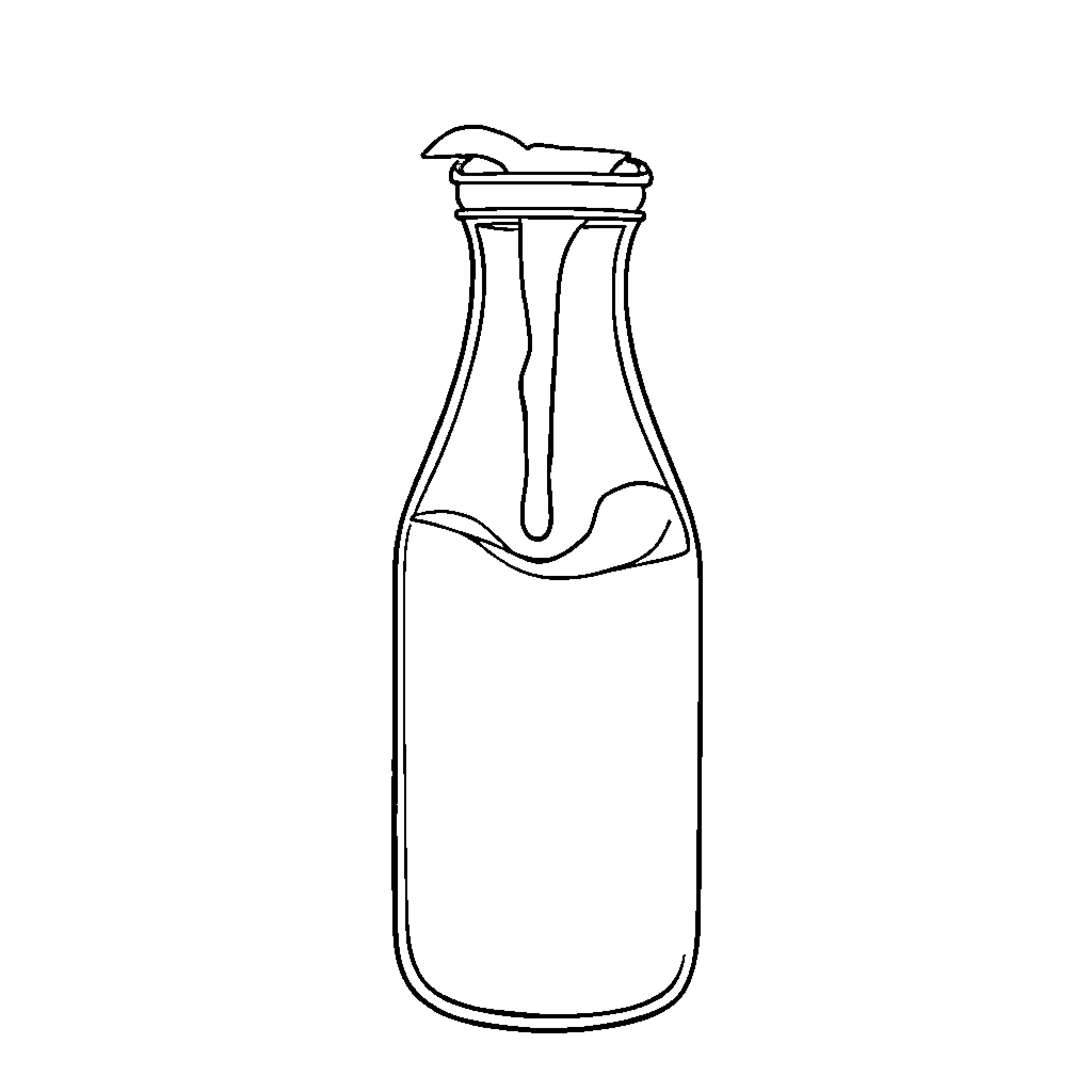 Milk bottle with simple design Coloring Page (free black-and-white line drawing printable PDF for all, from beginners to advanced learners, including children, teens, adults, and seniors)