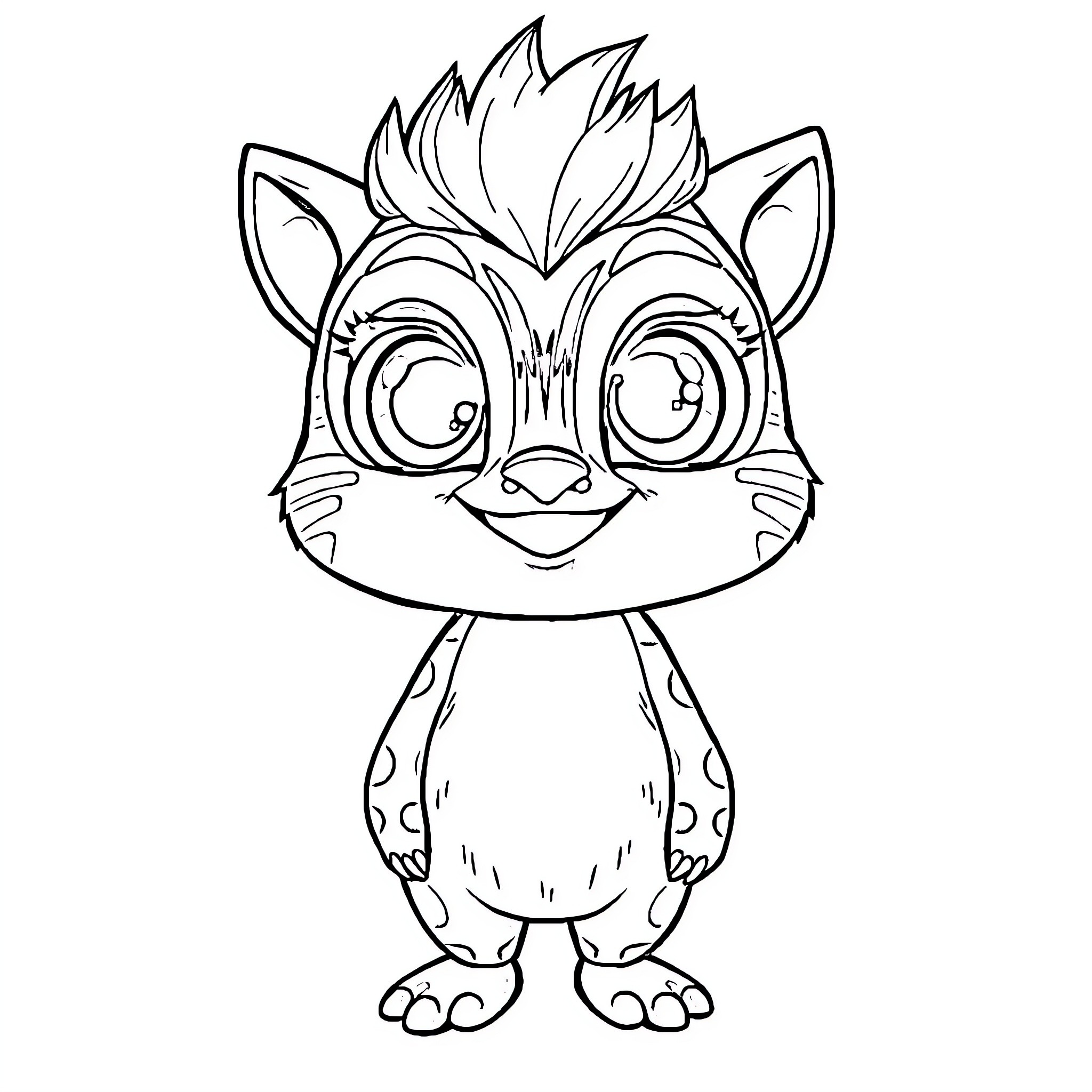 Kilua's Whimsical Creature Adventure Coloring Page (free black-and-white line drawing printable PDF for all, from beginners to advanced learners, including children, teens, adults, and seniors)