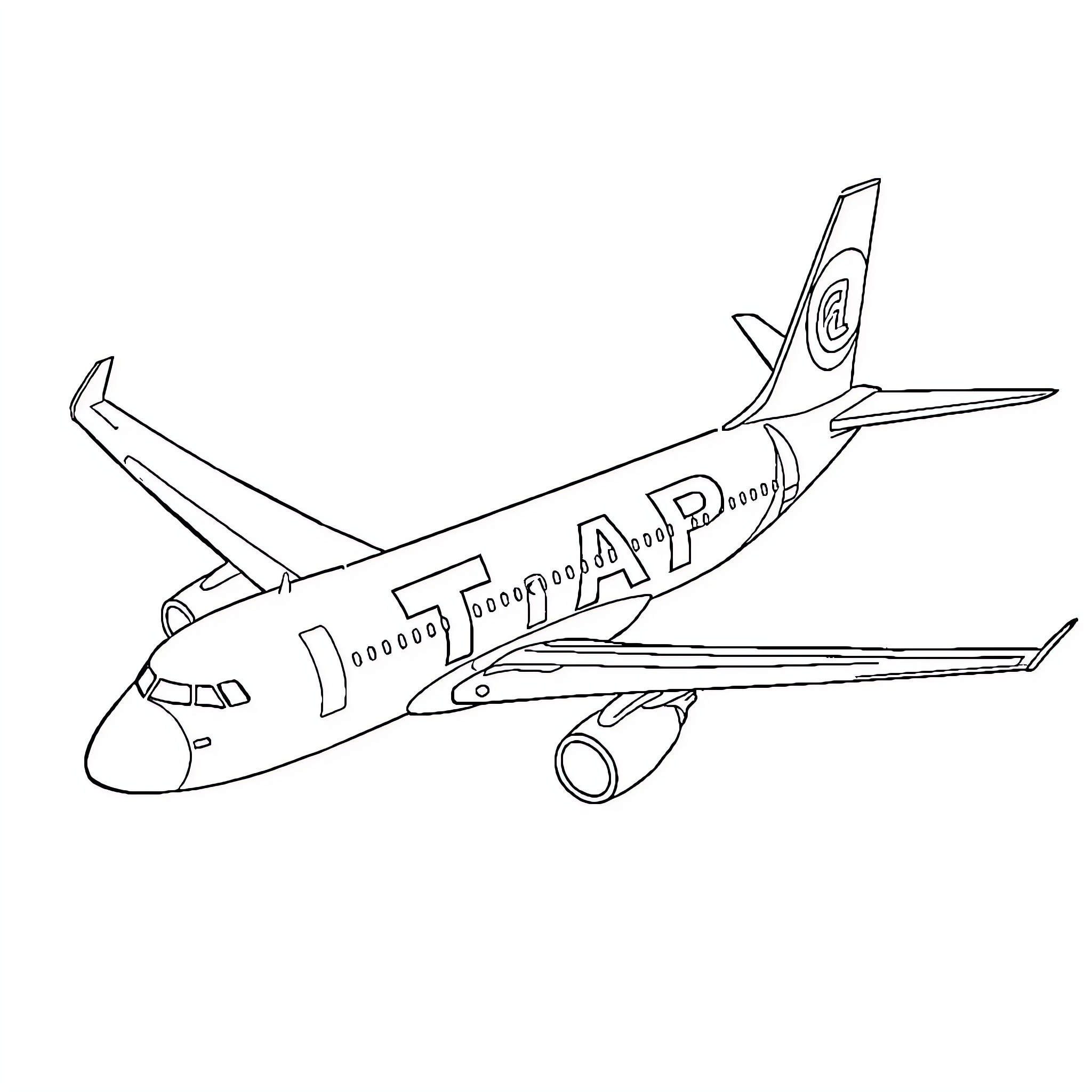 Avión sobrevolando en la pista de aterrizaje Coloring Page (free black-and-white line drawing printable PDF for all, from beginners to advanced learners, including children, teens, adults, and seniors)