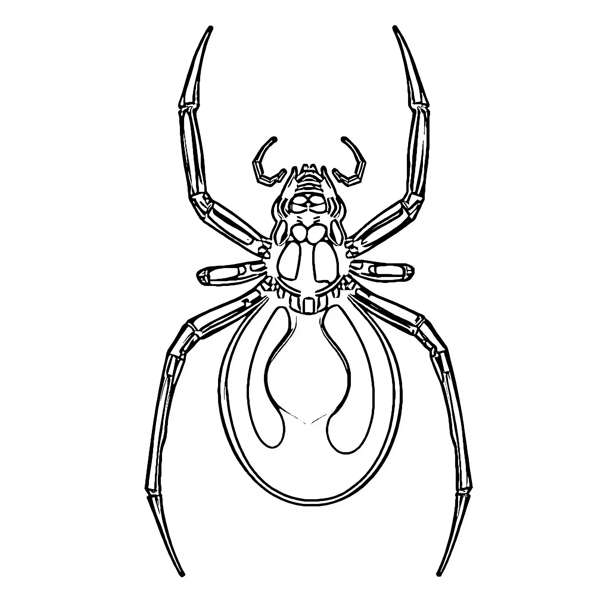 Spider-shaped creature with long legs Coloring Page (free black-and-white line drawing printable PDF for all, from beginners to advanced learners, including children, teens, adults, and seniors)