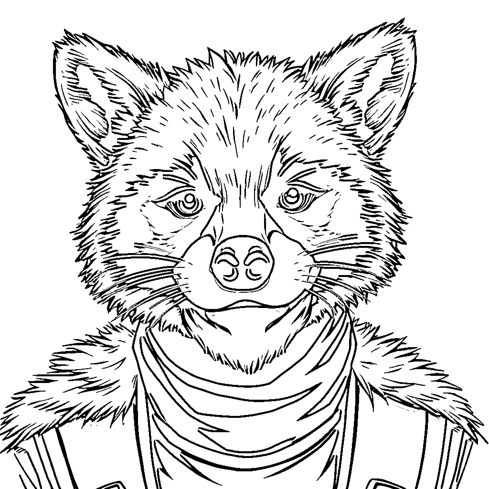 Raccoon dressed in traditional Native American attire Coloring Page (free black-and-white line drawing printable PDF for all, from beginners to advanced learners, including children, teens, adults, and seniors)
