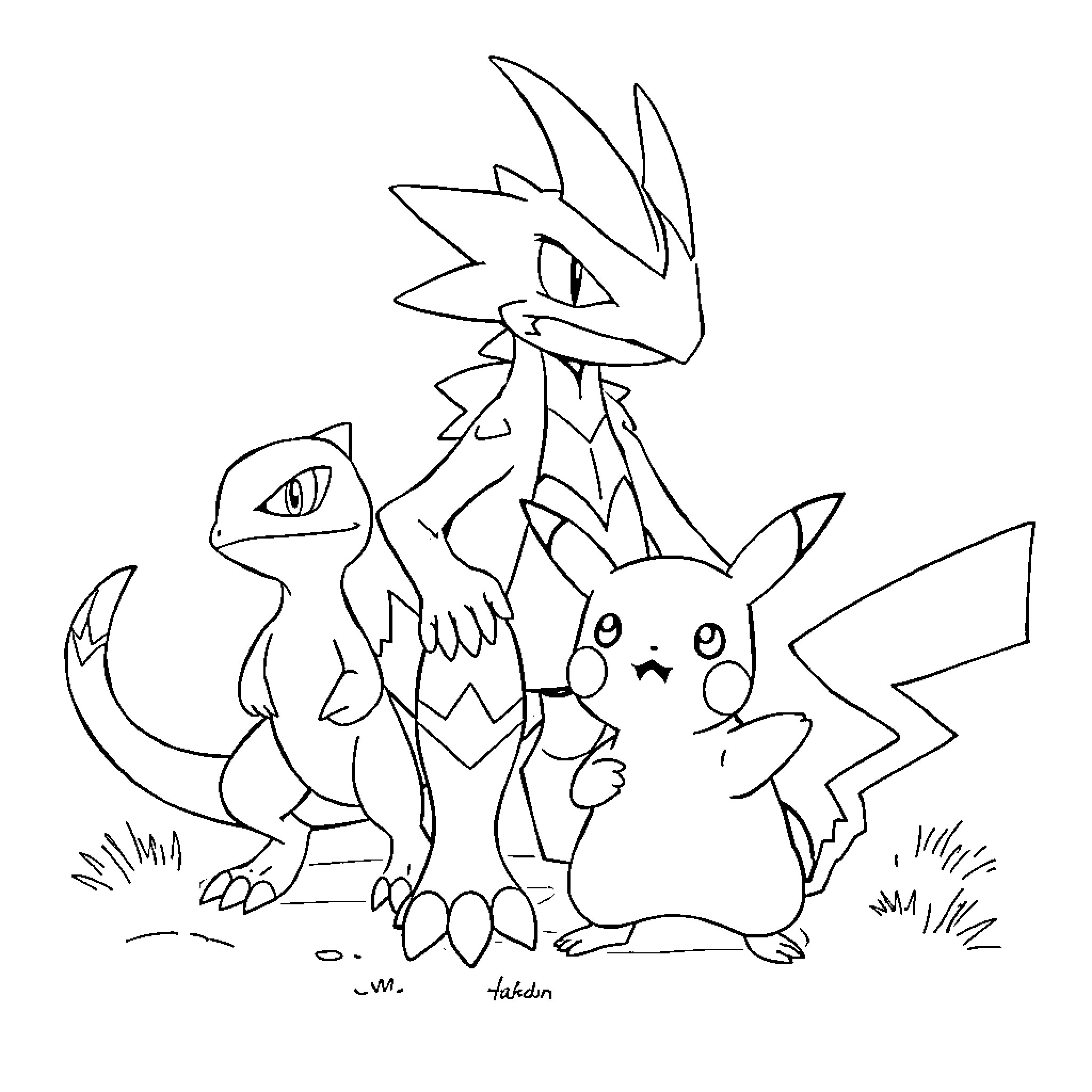 Huntrix Monsters in Playful Adventure Coloring Page (free black-and-white line drawing printable PDF for all, from beginners to advanced learners, including children, teens, adults, and seniors)
