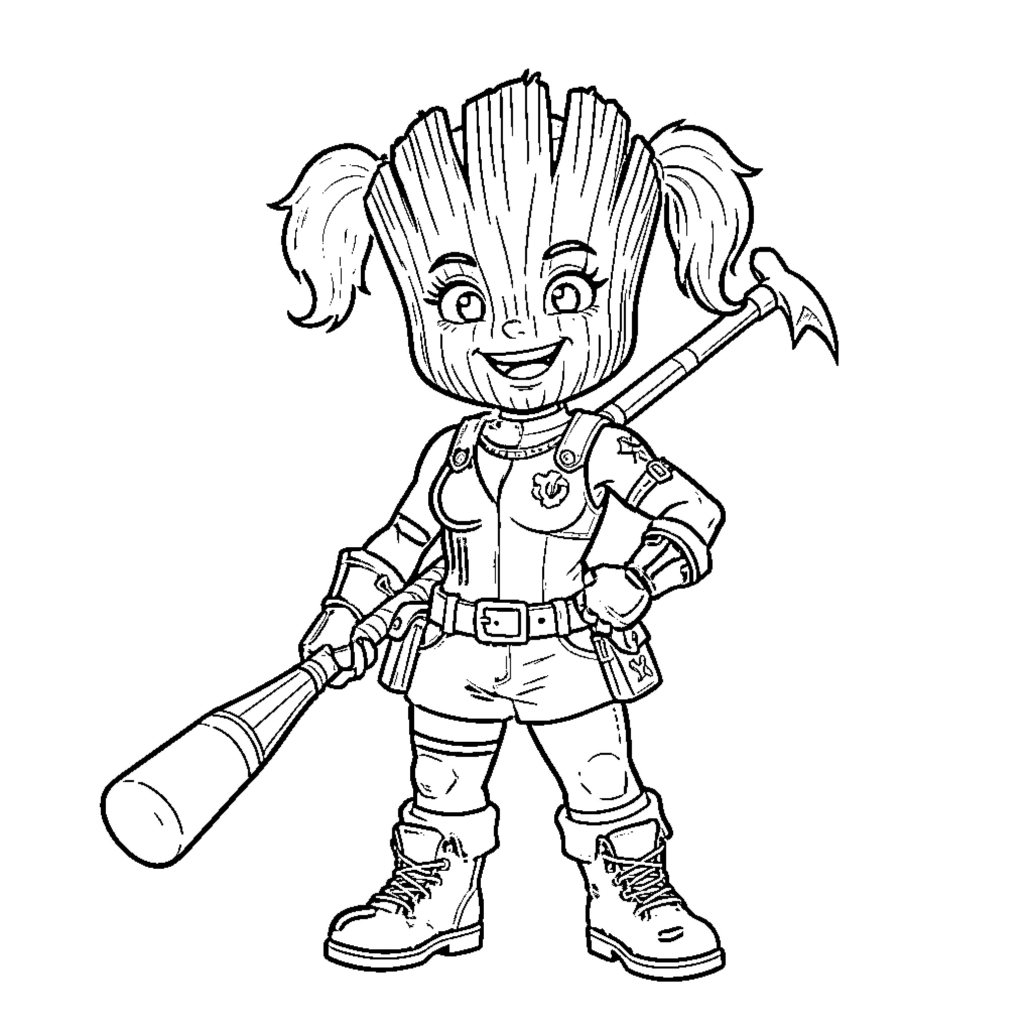 Groot's Adventurous Exploration Coloring Page (free black-and-white line drawing printable PDF for all, from beginners to advanced learners, including children, teens, adults, and seniors)