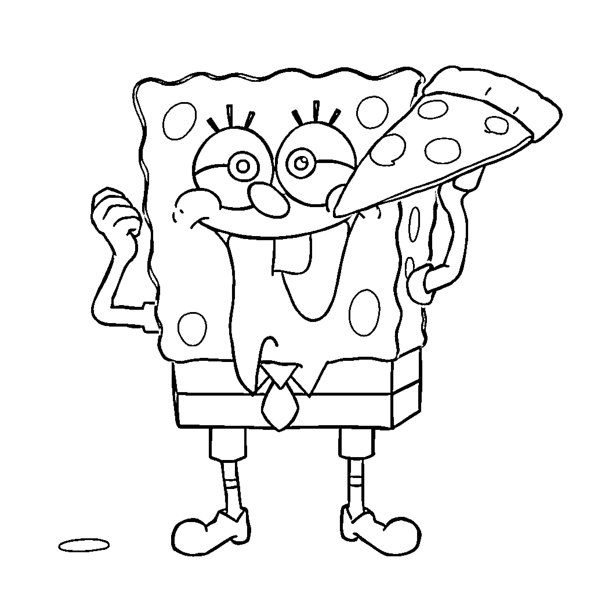 Spongebob making a funny face Coloring Page (free black-and-white line drawing printable PDF for all, from beginners to advanced learners, including children, teens, adults, and seniors)