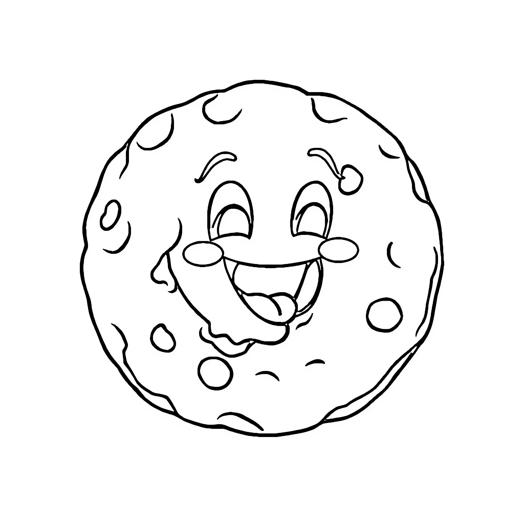 Letter M Smiling Cartoon Moon Coloring Page (free black-and-white line drawing printable PDF for all, from beginners to advanced learners, including children, teens, adults, and seniors)