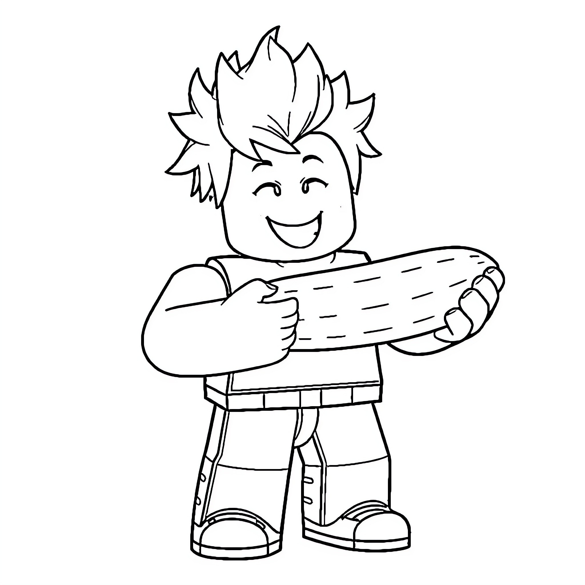 Roblox Avatar playing happily with a game controller Coloring Page (free black-and-white line drawing printable PDF for all, from beginners to advanced learners, including children, teens, adults, and seniors)