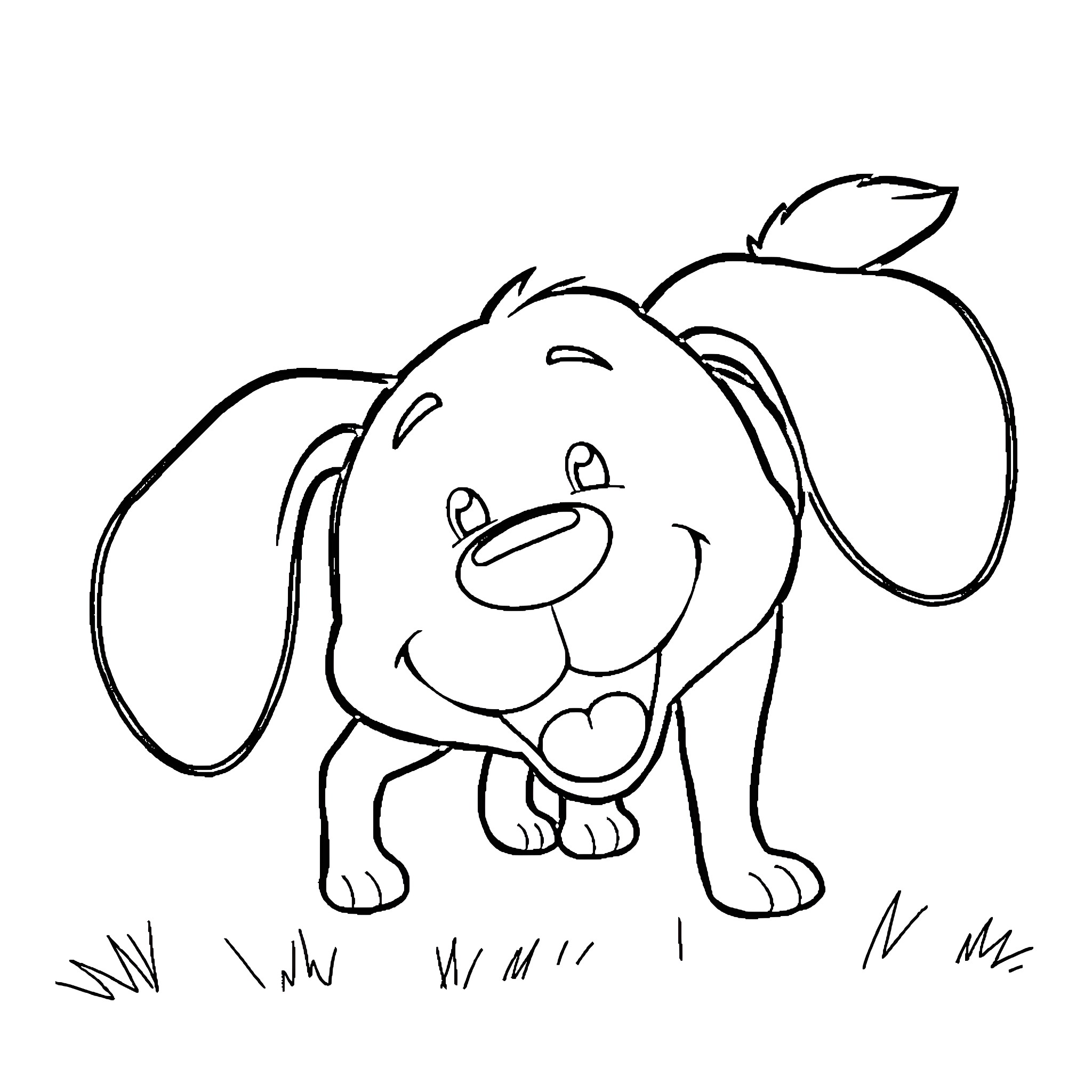 Dog having fun in the park Coloring Page (free black-and-white line drawing printable PDF for all, from beginners to advanced learners, including children, teens, adults, and seniors)