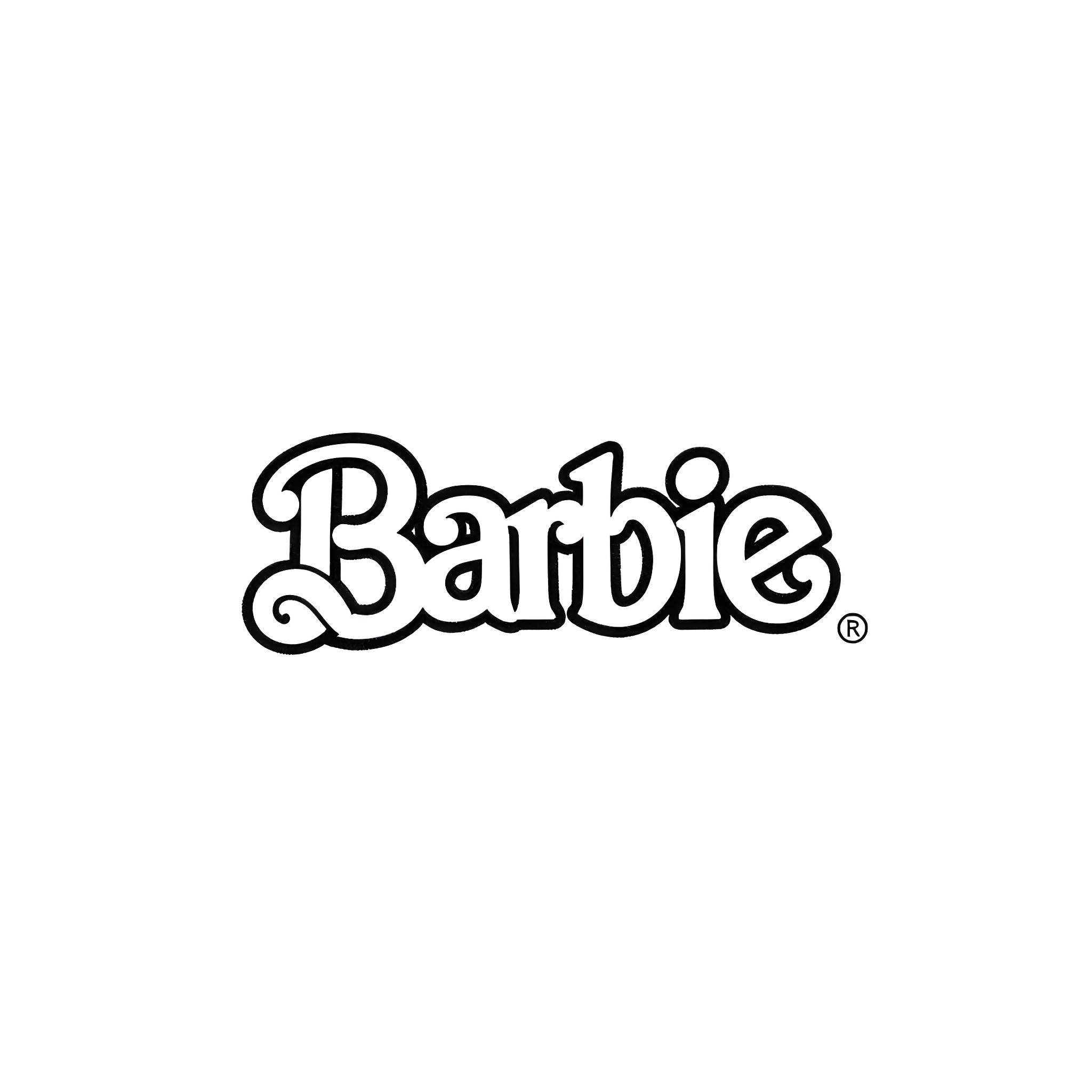 Barbie logo in black and white Coloring Page (free black-and-white line drawing printable PDF for all, from beginners to advanced learners, including children, teens, adults, and seniors)