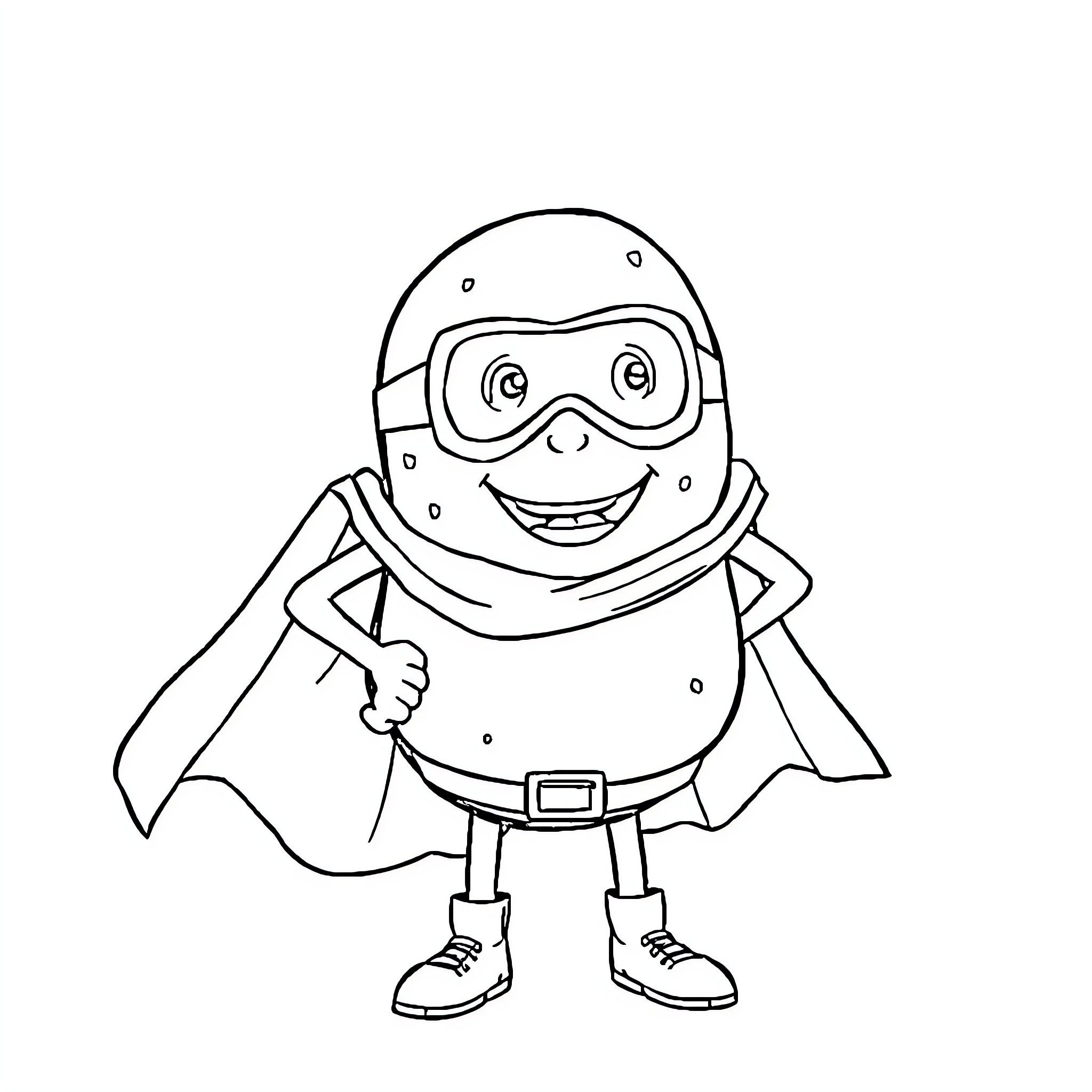 Super Potato Astronaut Exploring the Universe Coloring Page (free black-and-white line drawing printable PDF for all, from beginners to advanced learners, including children, teens, adults, and seniors)