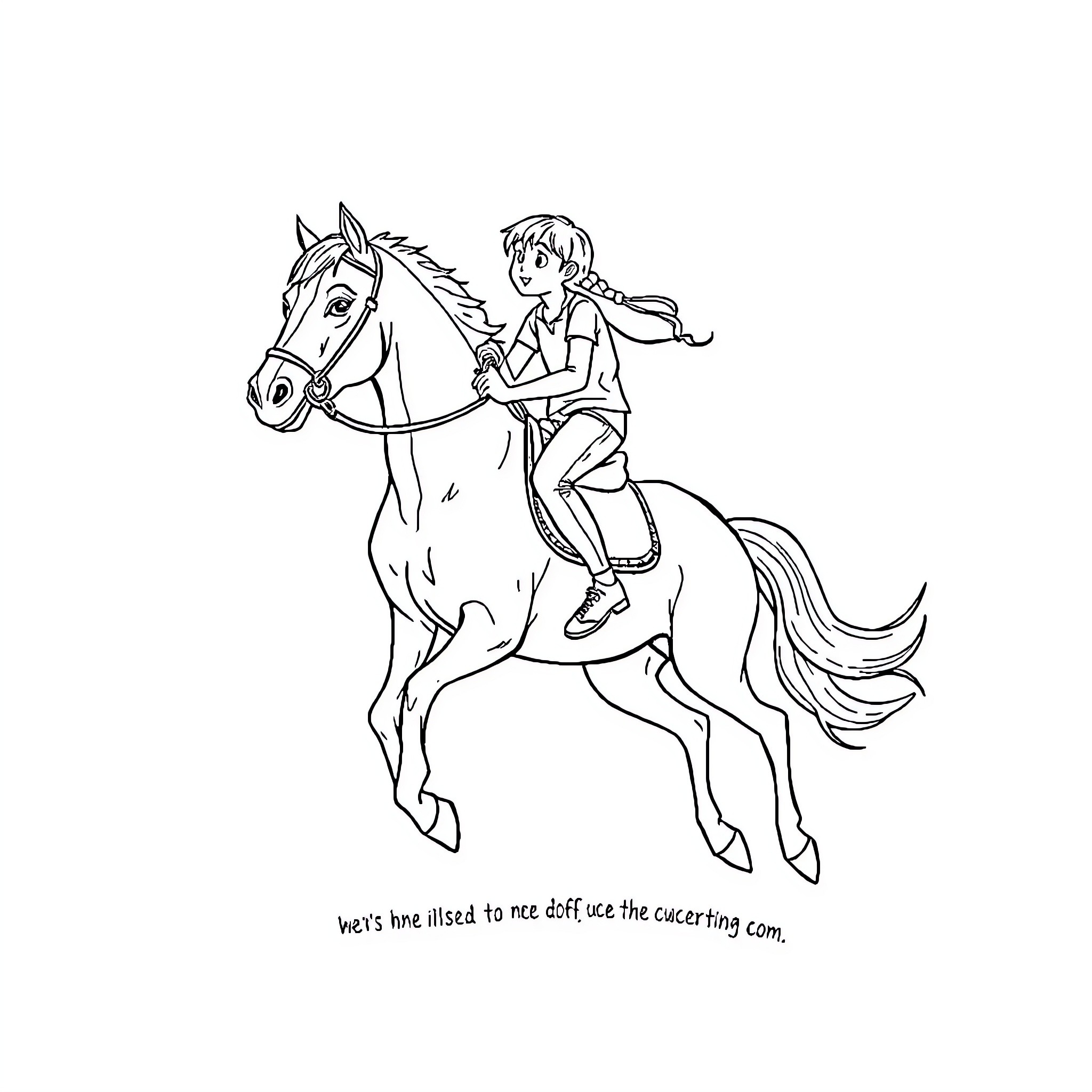 Horse and Rider Preparing for Competition Coloring Page (free black-and-white line drawing printable PDF for all, from beginners to advanced learners, including children, teens, adults, and seniors)
