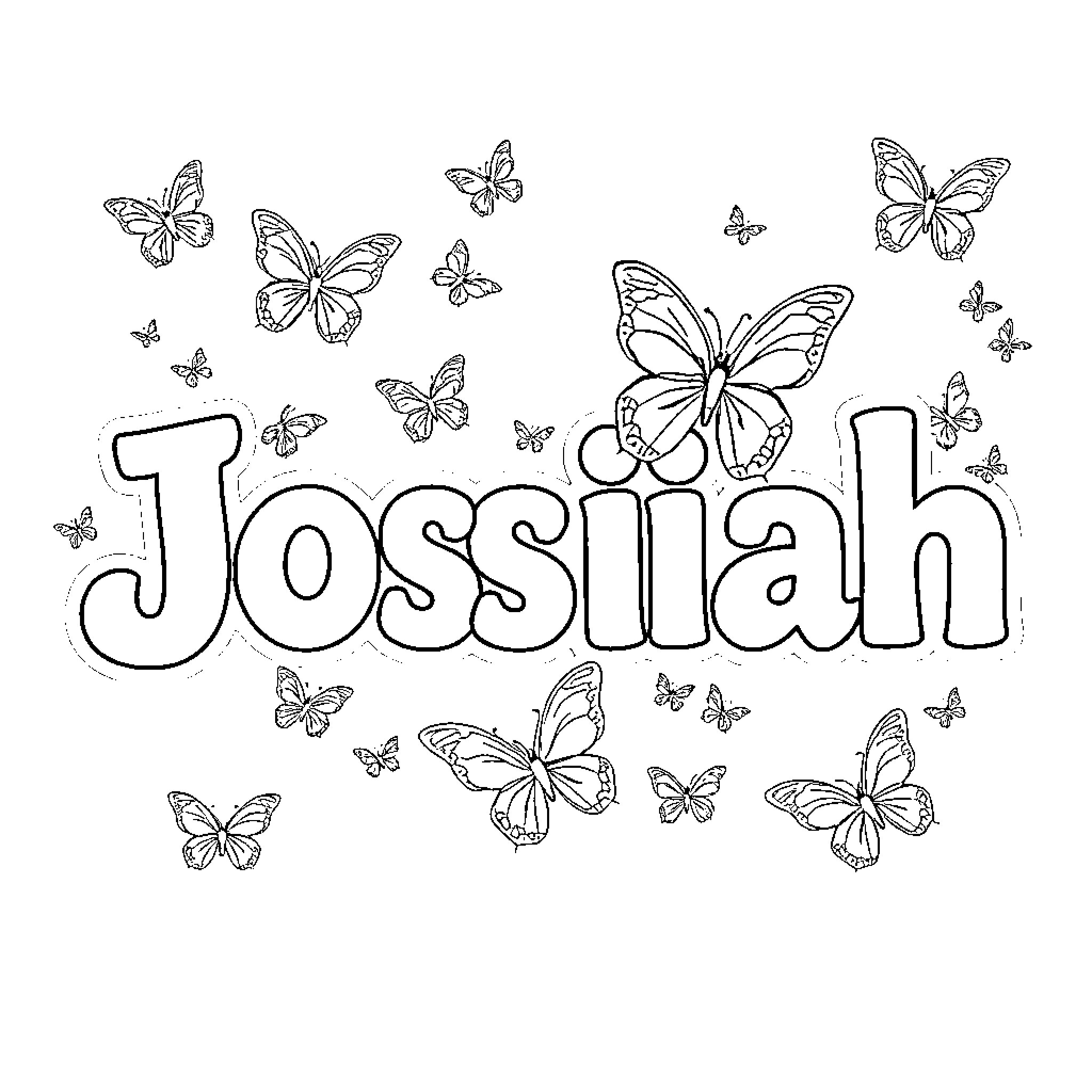 Butterfly-themed coloring page with name Coloring Page (free black-and-white line drawing printable PDF for all, from beginners to advanced learners, including children, teens, adults, and seniors)