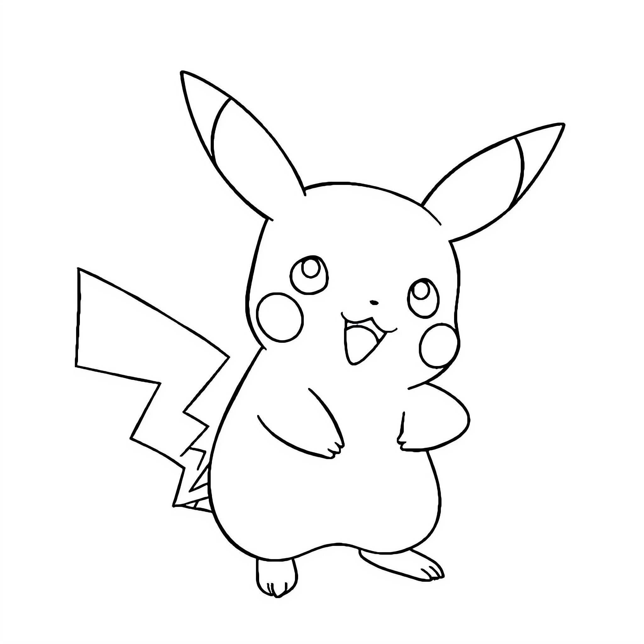 Pikachu expression of surprise and excitement Coloring Page (free black-and-white line drawing printable PDF for all, from beginners to advanced learners, including children, teens, adults, and seniors)
