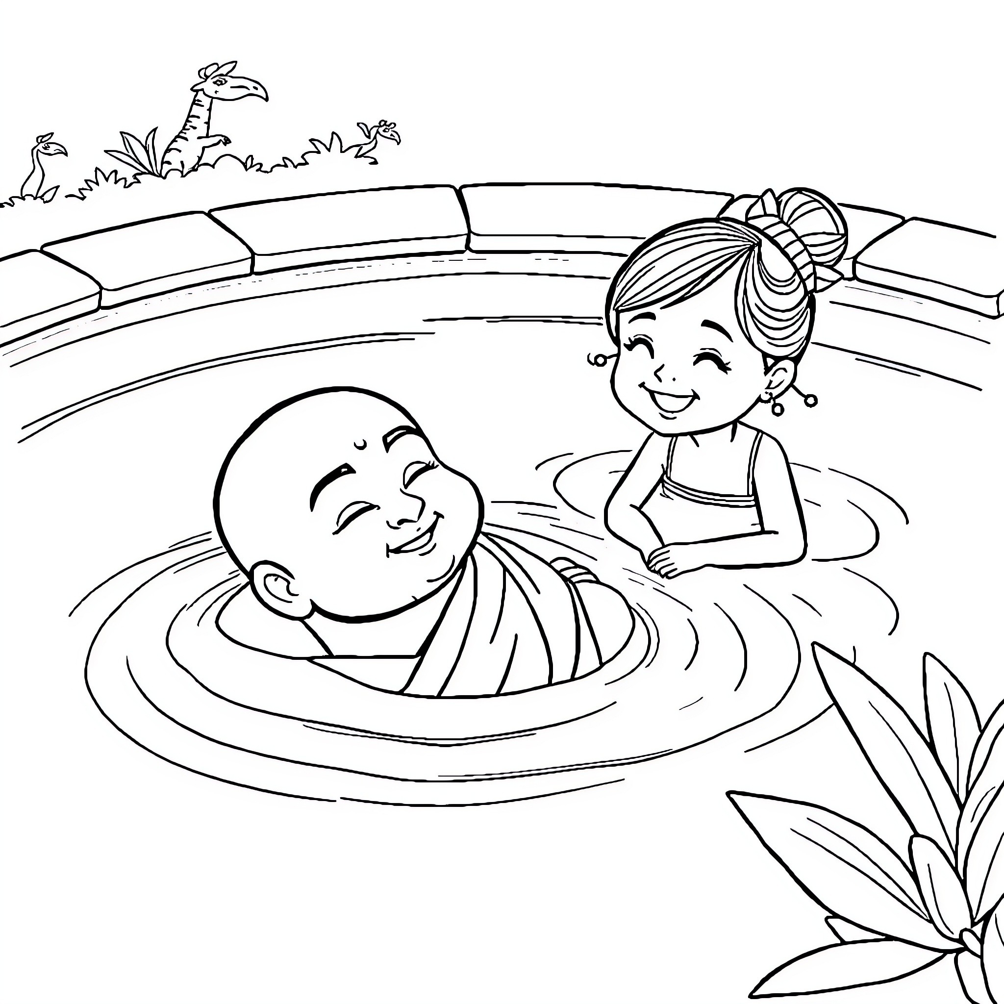 Sukhasan: A Serene Moment of Relaxation Coloring Page (free black-and-white line drawing printable PDF for all, from beginners to advanced learners, including children, teens, adults, and seniors)