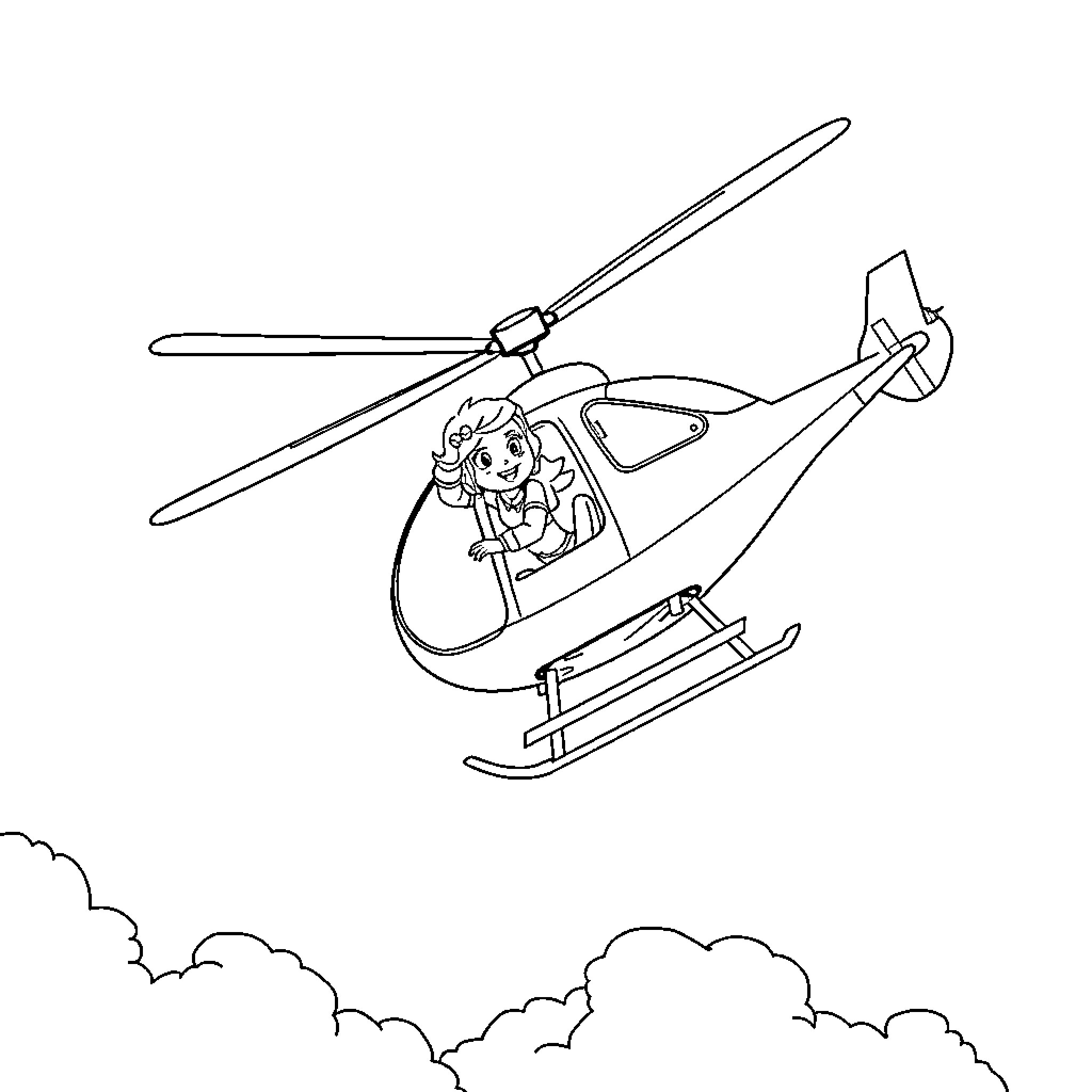 Skye's aerial adventure in the sky Coloring Page (free black-and-white line drawing printable PDF for all, from beginners to advanced learners, including children, teens, adults, and seniors)