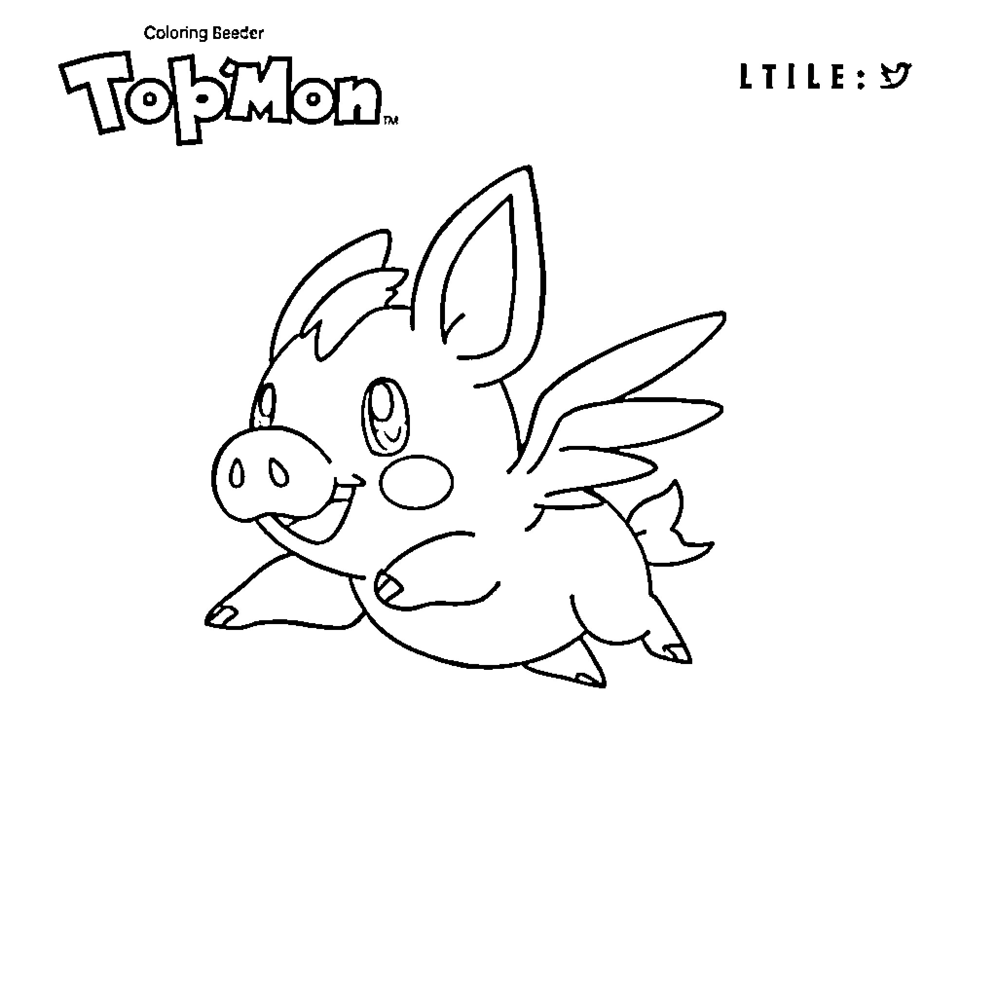 Tepig in a Coloring Book Scene Coloring Page (free black-and-white line drawing printable PDF for all, from beginners to advanced learners, including children, teens, adults, and seniors)