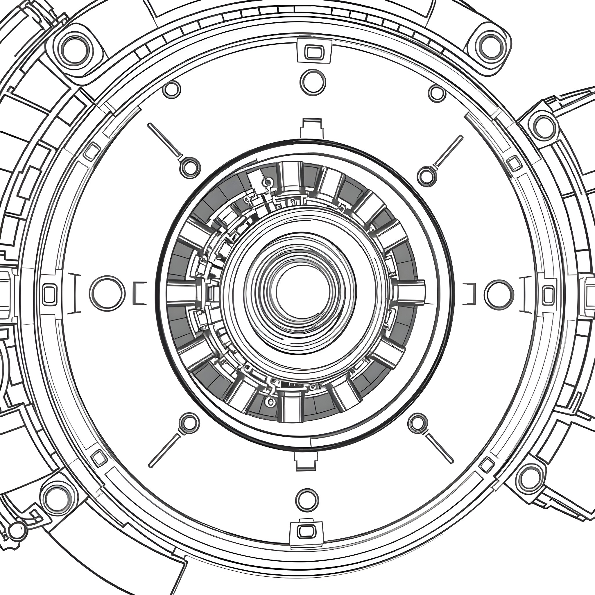 Gimbal Bearing with Intricate Mechanical Details Coloring Page (free black-and-white line drawing printable PDF for all, from beginners to advanced learners, including children, teens, adults, and seniors)
