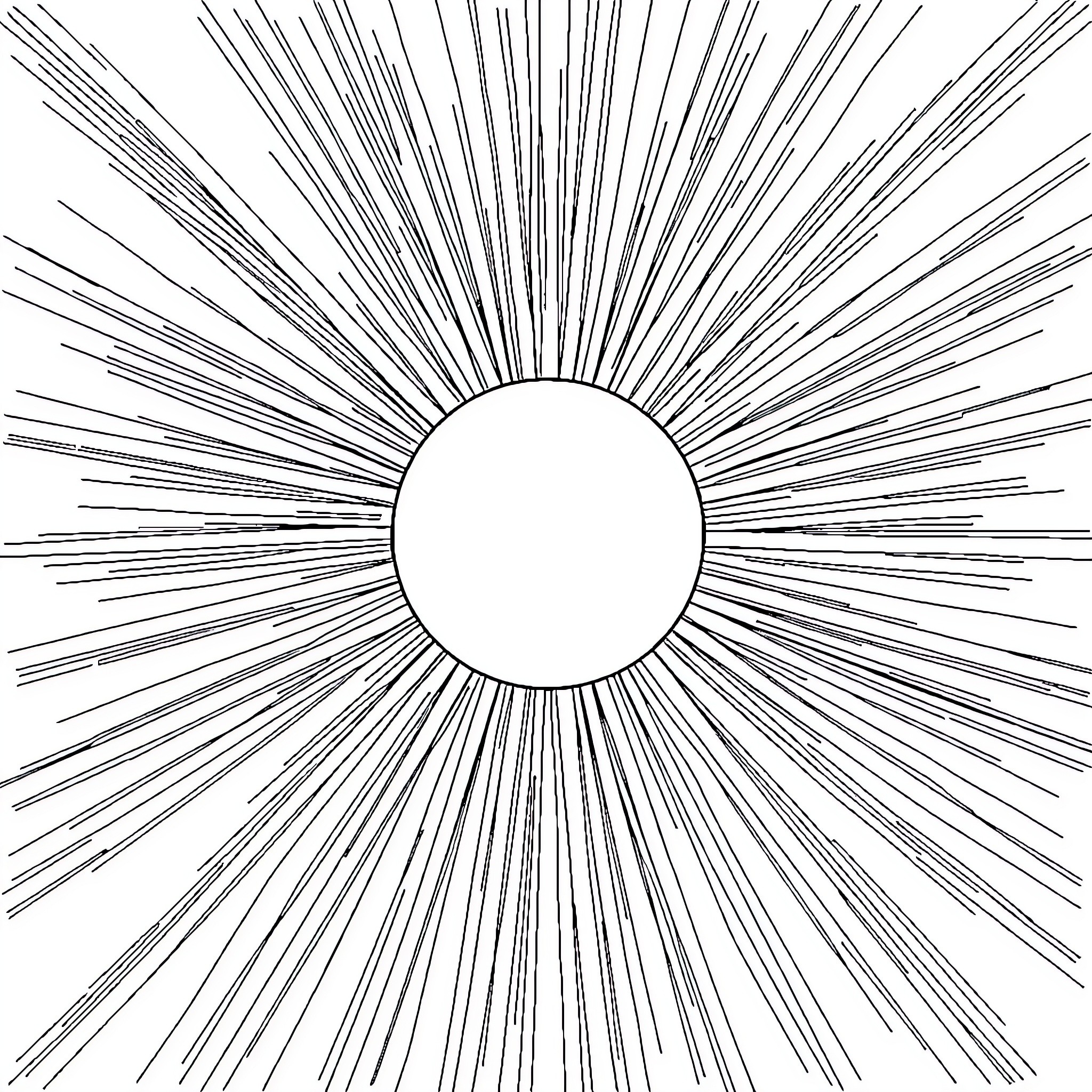 Sun's radiant burst of energy Coloring Page (free black-and-white line drawing printable PDF for all, from beginners to advanced learners, including children, teens, adults, and seniors)
