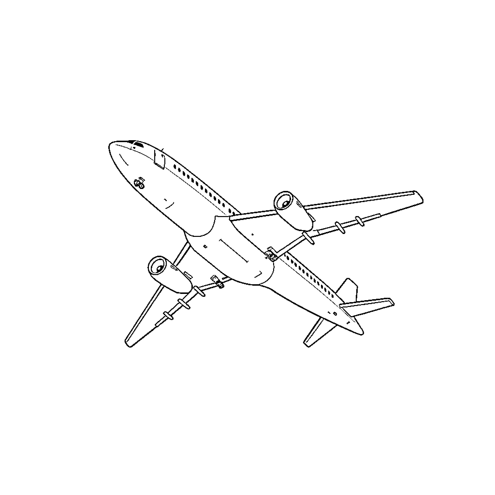 Plane taking off on the runway Coloring Page (free black-and-white line drawing printable PDF for all, from beginners to advanced learners, including children, teens, adults, and seniors)