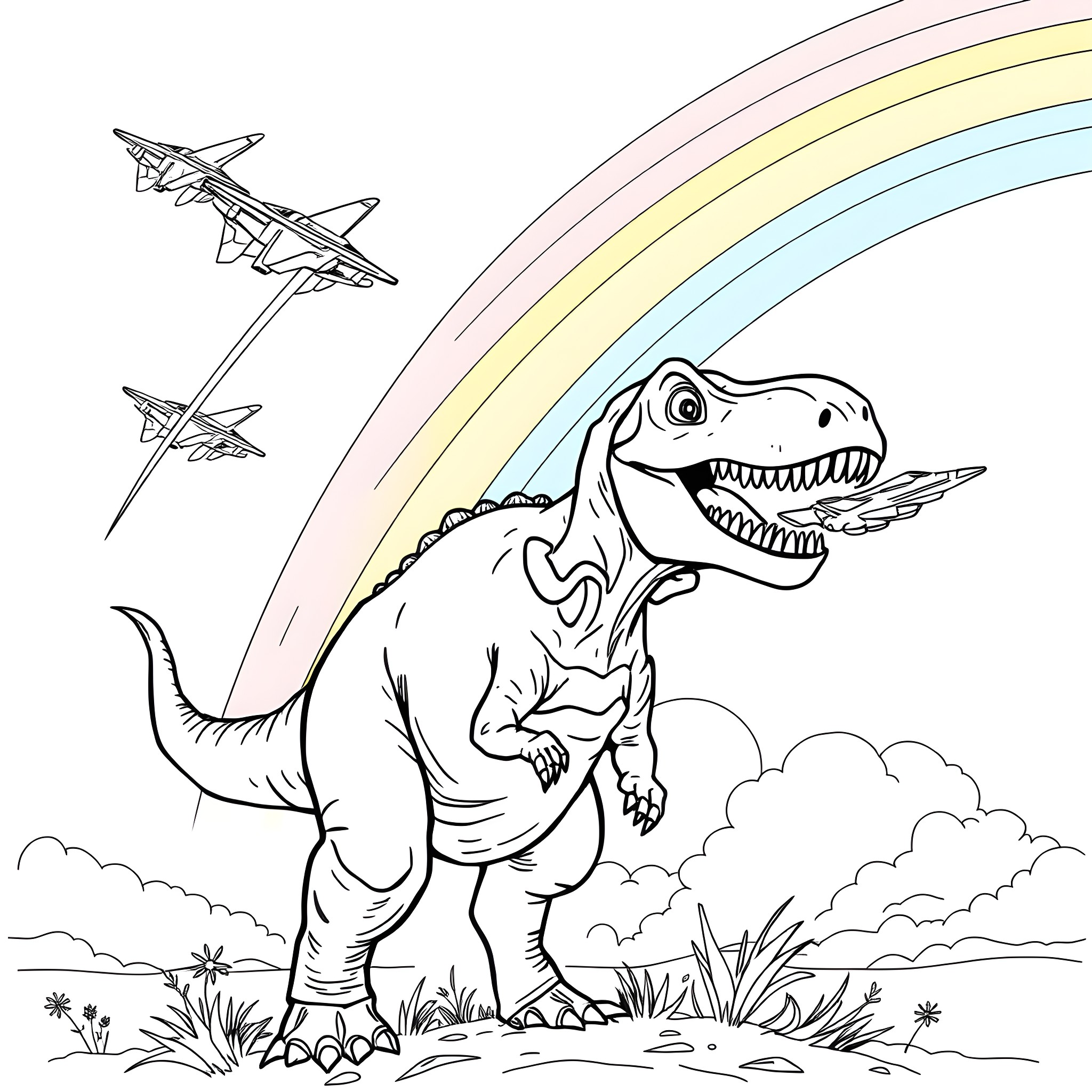 Bluey and the Dinosaur Adventure Coloring Page (free black-and-white line drawing printable PDF for all, from beginners to advanced learners, including children, teens, adults, and seniors)