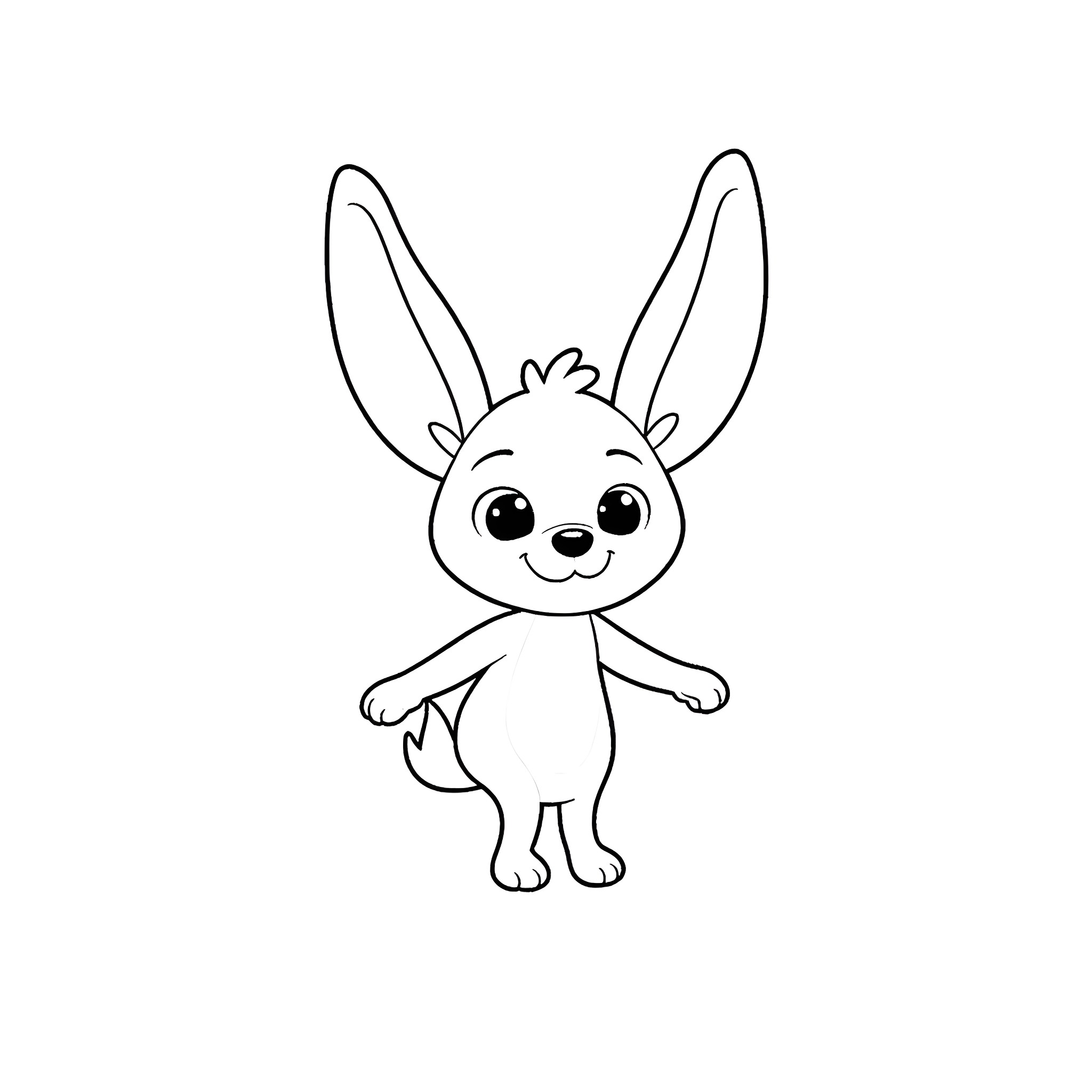 Daxter the cheerful cartoon rabbit Coloring Page (free black-and-white line drawing printable PDF for all, from beginners to advanced learners, including children, teens, adults, and seniors)