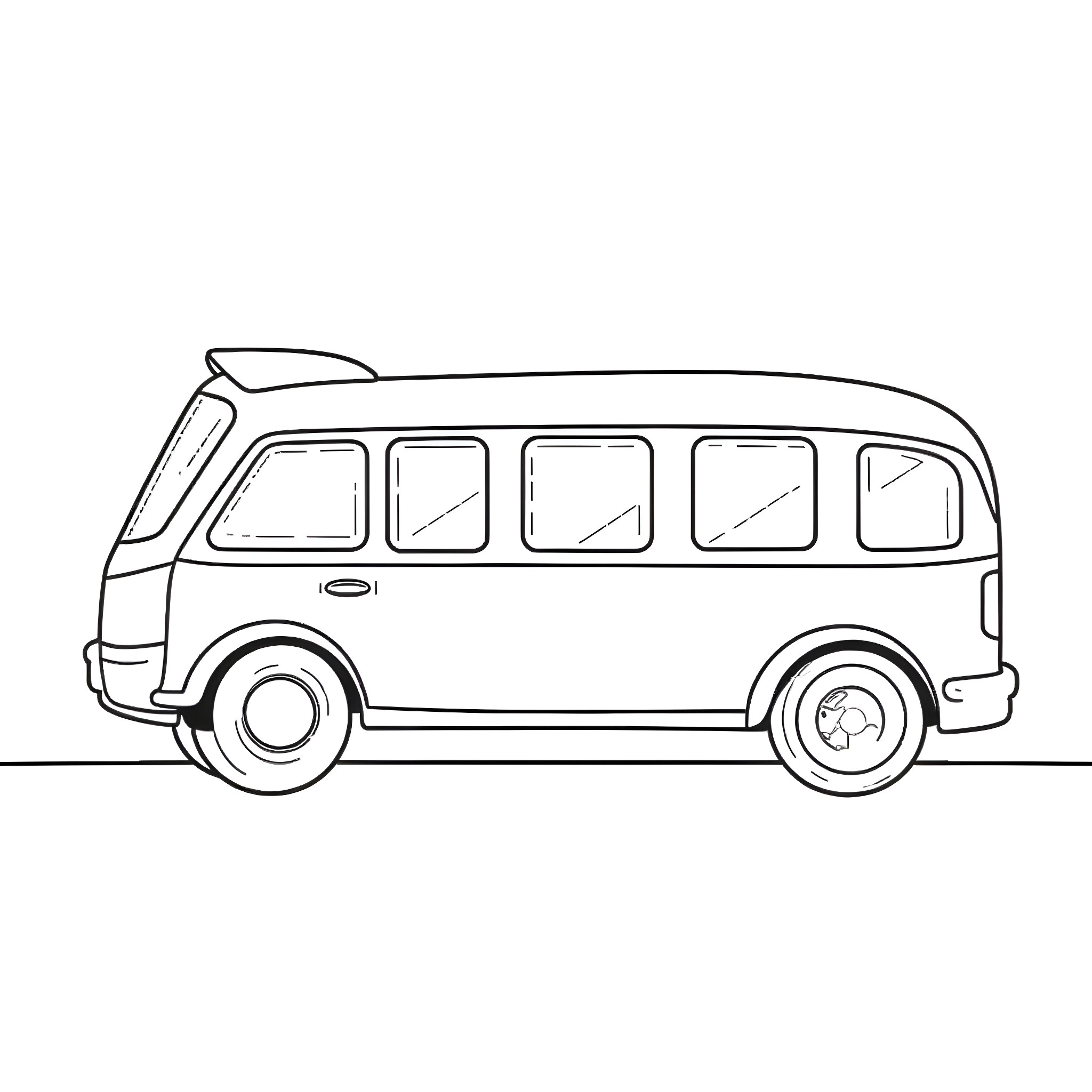Bus with simple design and outline Coloring Page (free black-and-white line drawing printable PDF for all, from beginners to advanced learners, including children, teens, adults, and seniors)