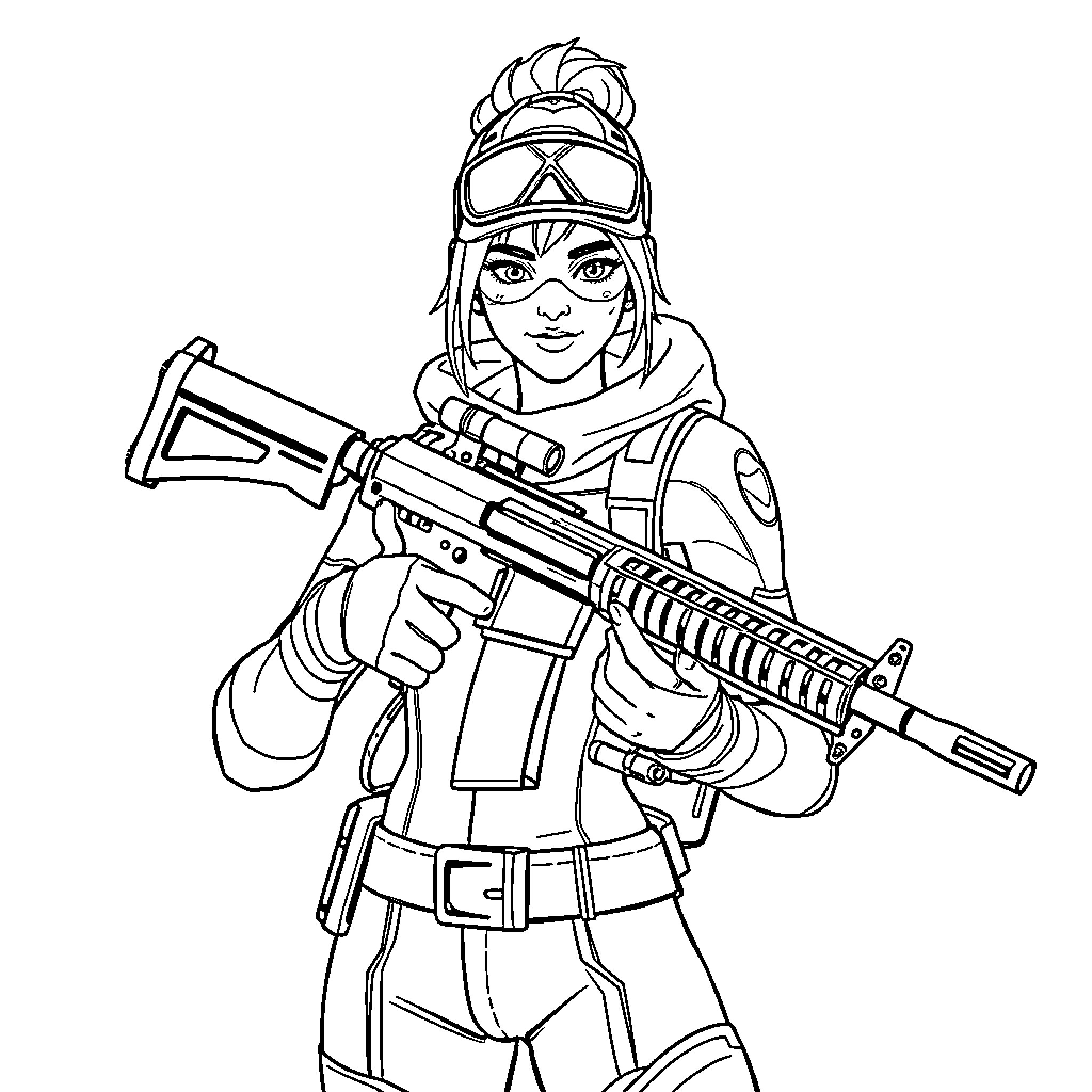 Zadie's Brave Warrior Pose Coloring Page (free black-and-white line drawing printable PDF for all, from beginners to advanced learners, including children, teens, adults, and seniors)