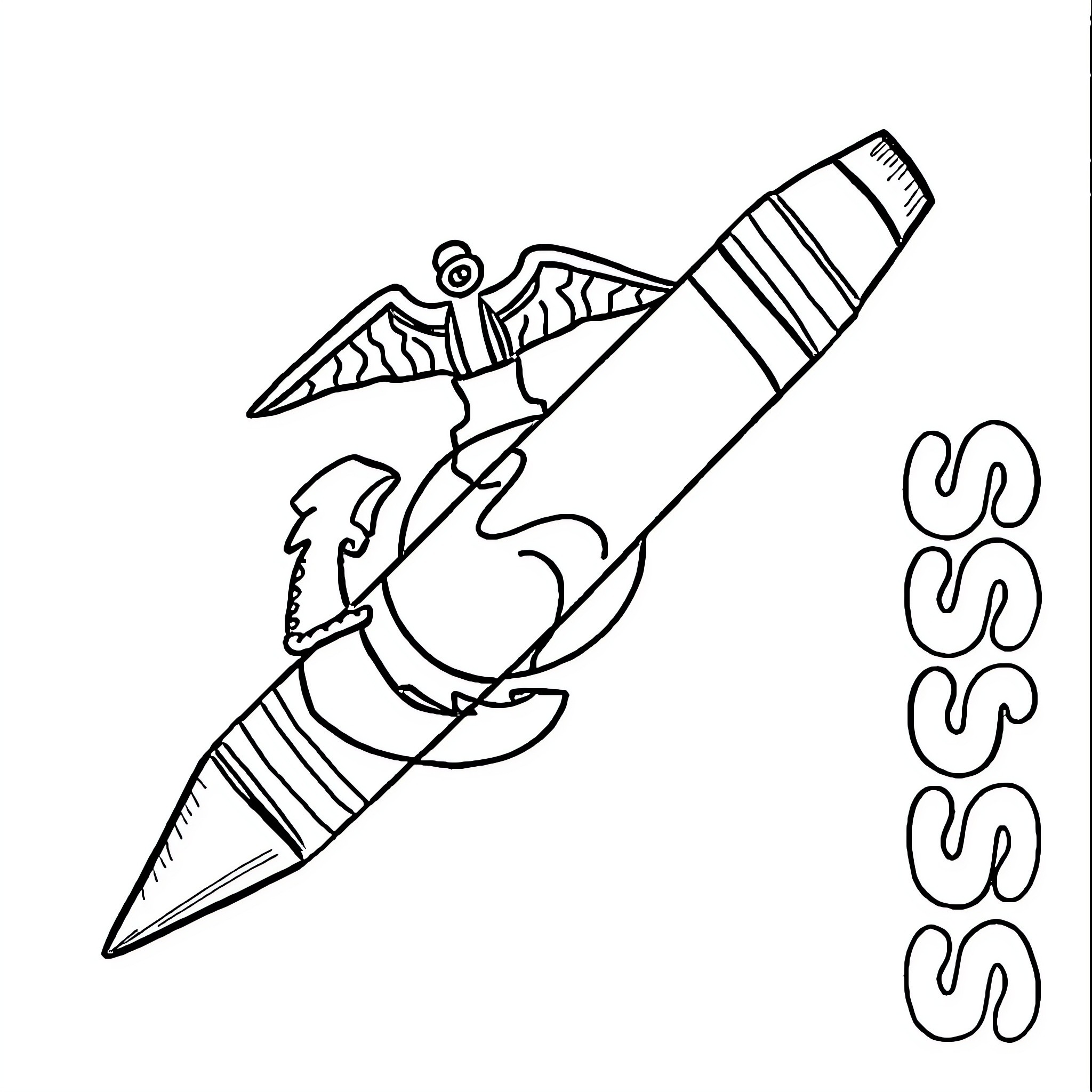 Crayon creature with wings and claws Coloring Page (free black-and-white line drawing printable PDF for all, from beginners to advanced learners, including children, teens, adults, and seniors)